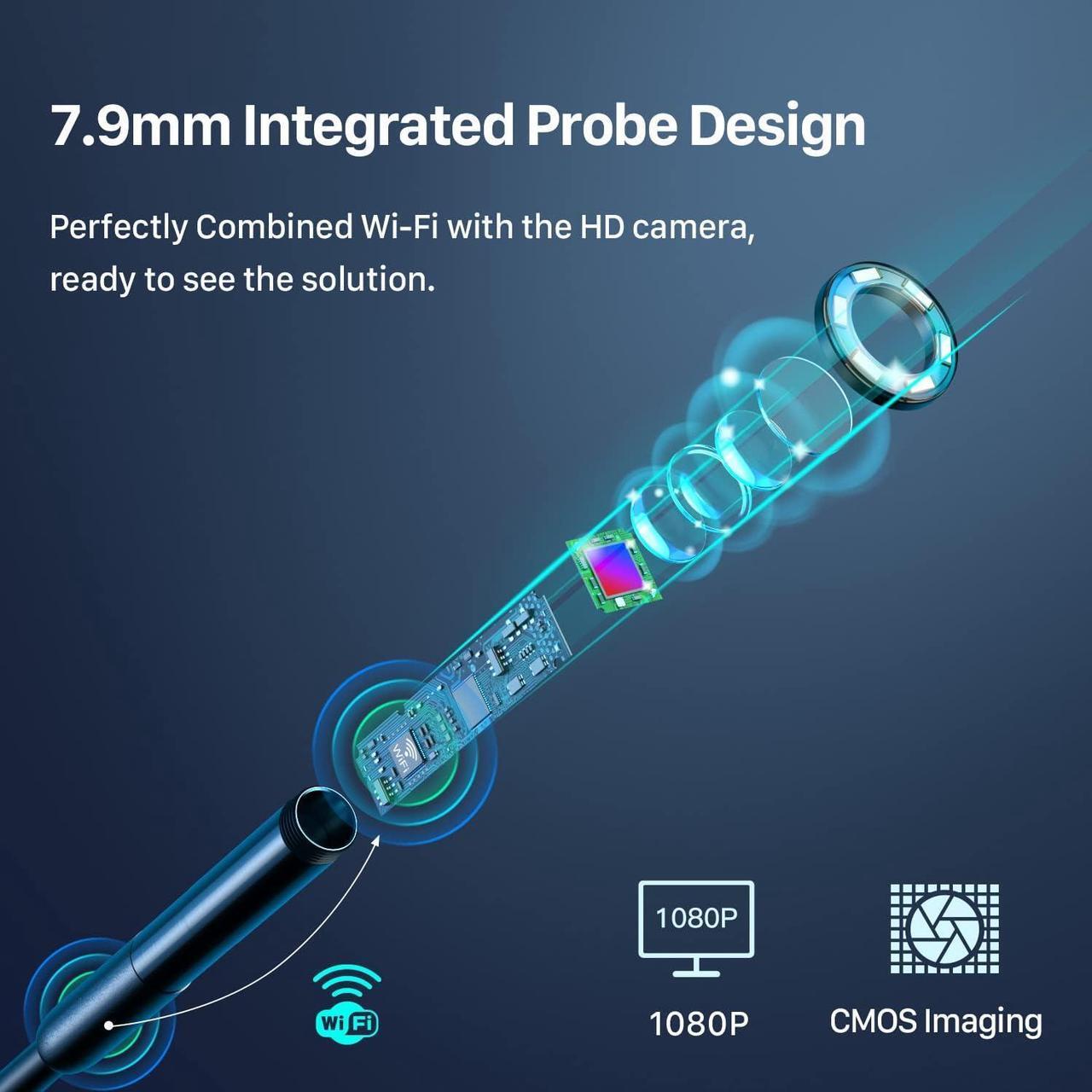 Alt view image 2 of 6 - Wireless Endoscope, Wi-Fi Industrial Borescope with 6 LED Lights, 7.9mm 3 in 1 USB Snake Camera, Waterproof IP67 Inspection Camera for OTG Android, iPhone (10ft, Type-C, Micro, Lightning)