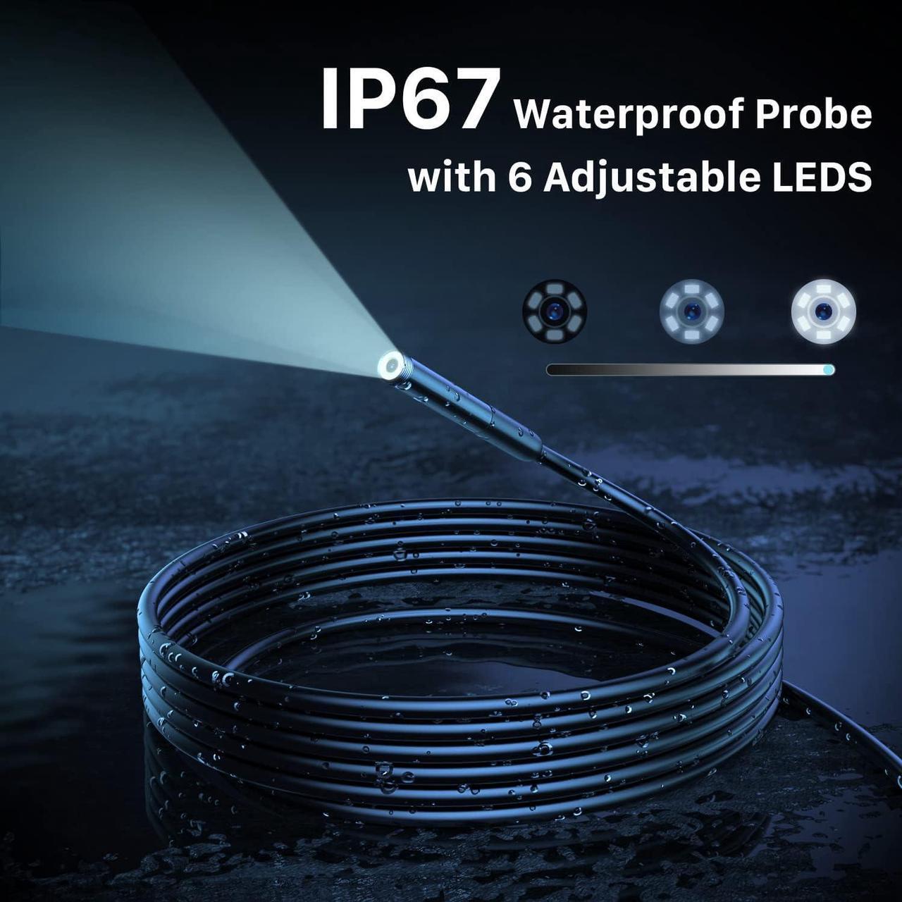Alt view image 4 of 6 - Wireless Endoscope, Wi-Fi Industrial Borescope with 6 LED Lights, 7.9mm 3 in 1 USB Snake Camera, Waterproof IP67 Inspection Camera for OTG Android, iPhone (10ft, Type-C, Micro, Lightning)