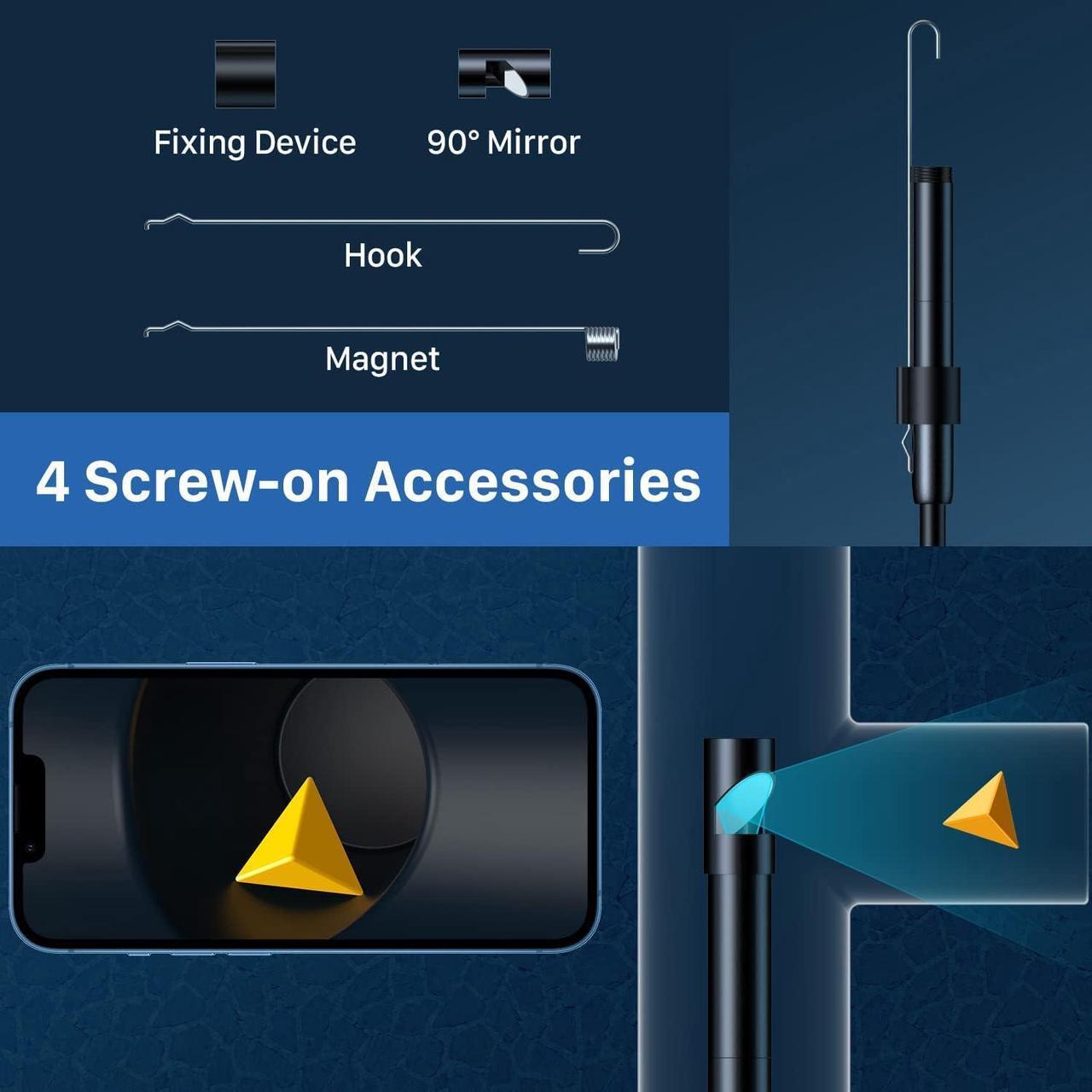Alt view image 6 of 6 - Wireless Endoscope, Wi-Fi Industrial Borescope with 6 LED Lights, 7.9mm 3 in 1 USB Snake Camera, Waterproof IP67 Inspection Camera for OTG Android, iPhone (10ft, Type-C, Micro, Lightning)