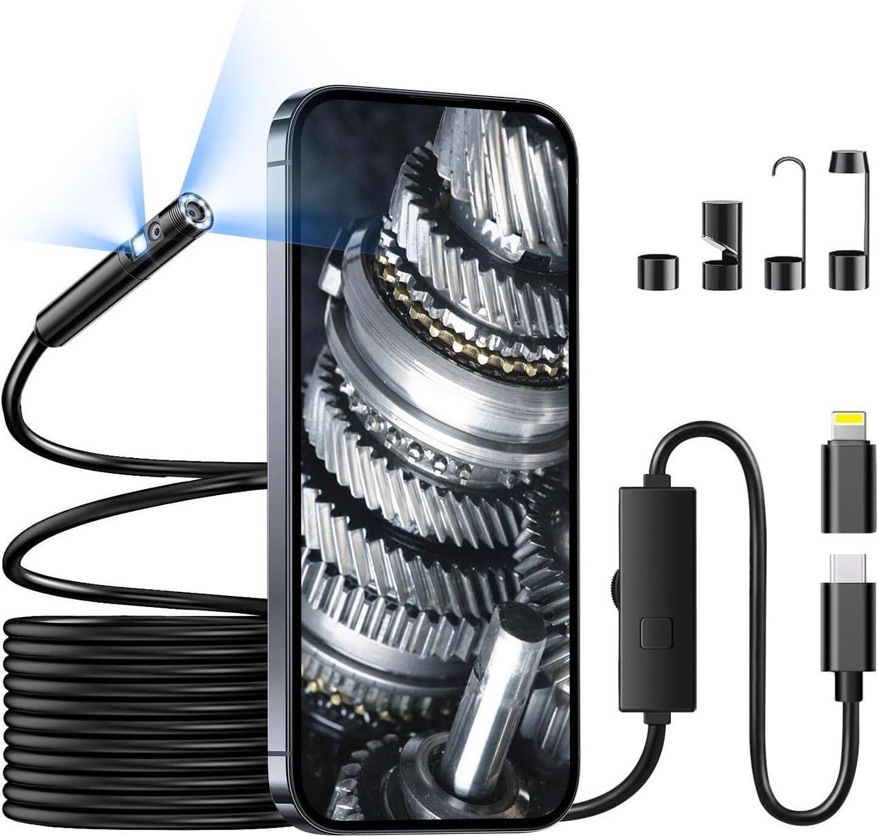 Main image of Endoscope Camera with Light, 1920P Borescope Camera with 8+1 Adjustable LED Lights, Semi-Rigid Cable 16.5FT, IP67 Waterproof for iPhone, iPad, Samsung,Cool Gadgets for Men