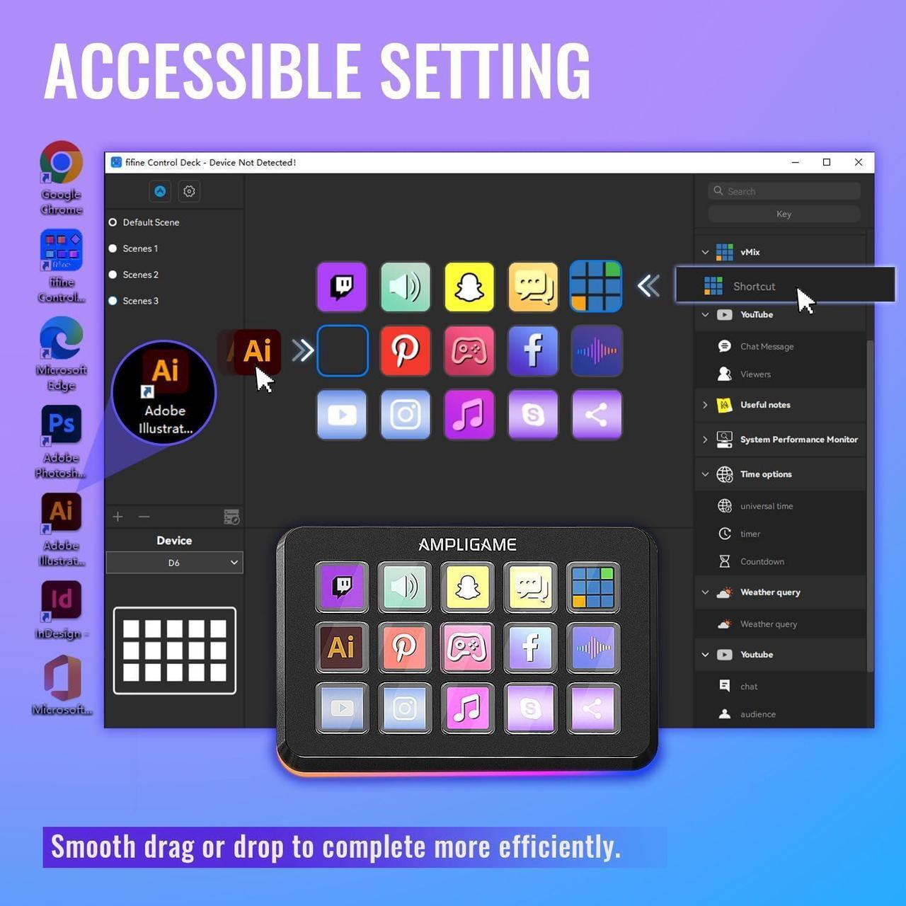 Alt view image 5 of 7 - Stream Controller with 15 Macro Keys, Streaming Keyboard with Trigger Actions in OBS/Twitch/YouTube/Streamlabs, Shortcut Buttons Keypad Works with Mac and PC