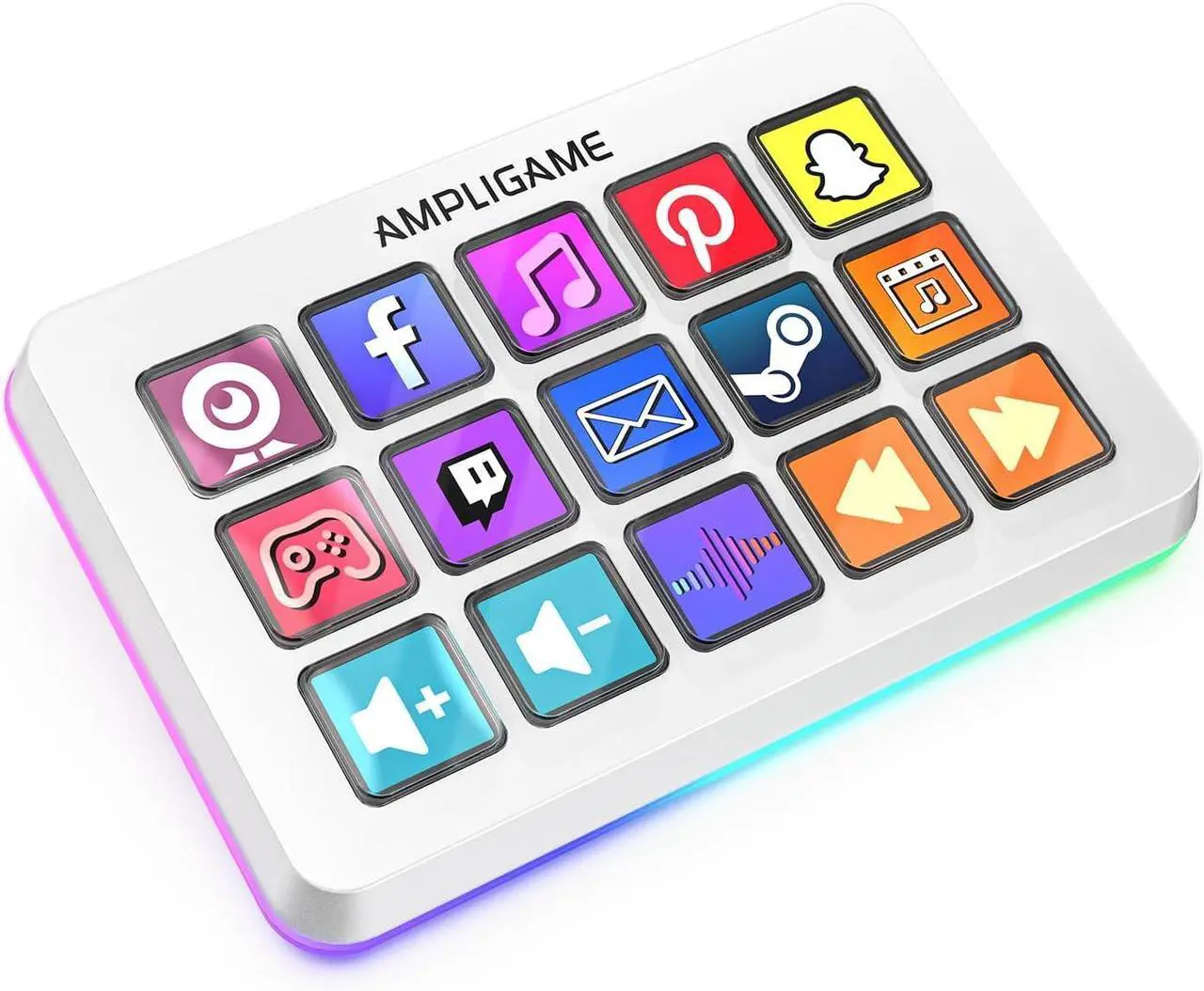 Main image of Stream Controller with 15 Macro Keys, Streaming Keyboard with Trigger Actions in OBS/Twitch/YouTube/Streamlabs, Shortcut Buttons Keypad Works with Mac and PC White
