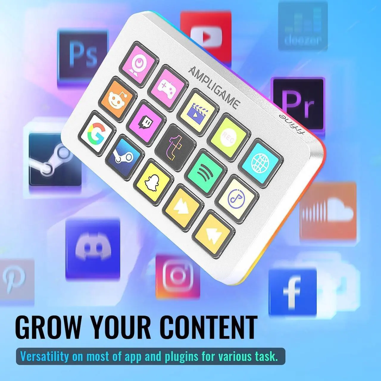 Alt view image 4 of 7 - Stream Controller with 15 Macro Keys, Streaming Keyboard with Trigger Actions in OBS/Twitch/YouTube/Streamlabs, Shortcut Buttons Keypad Works with Mac and PC White
