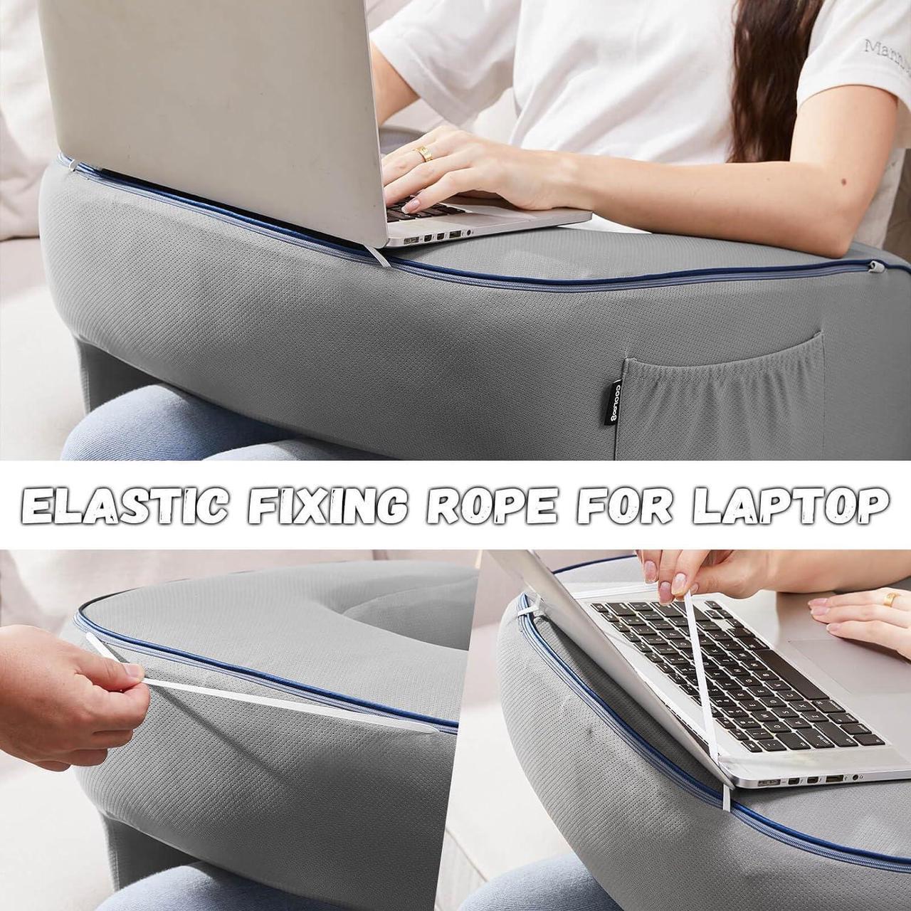 Alt view image 7 of 7 - Lap Desk Pillow, Lap Pillow for Laptop, Memory Foam Bed Desk Pillow for Working, Gaming, Reading, Crocheting in Bed Couch(Grey)