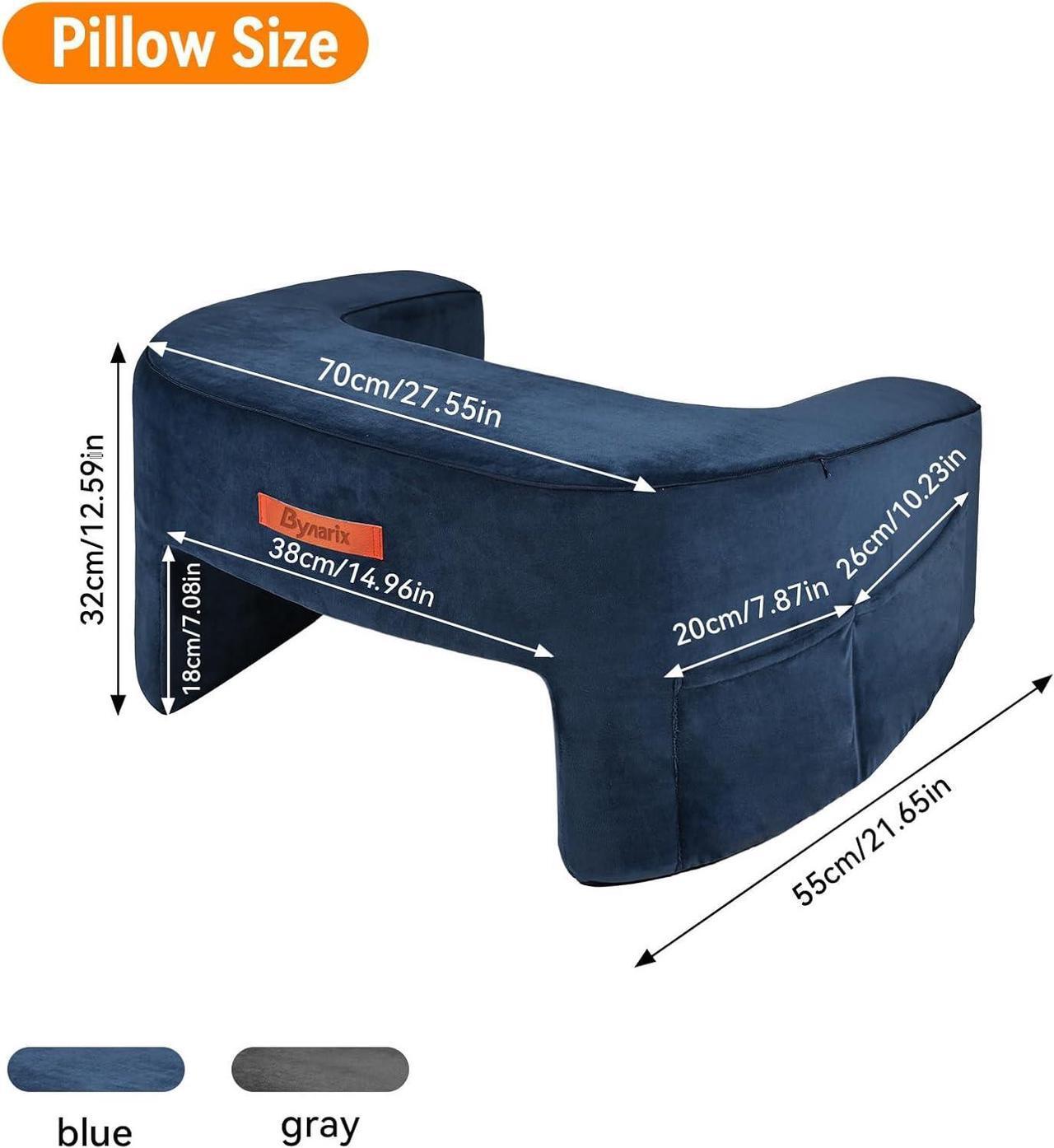 Alt view image 6 of 7 - Reading Pillow for Gaming, Lap Desk Pillow for Laptop, Extra Large Arm Rest Pillow for Adult Working, Playing, Crocheting, Steam Deck Switch/Sitting in Bed Floor Couch Sofa Blue
