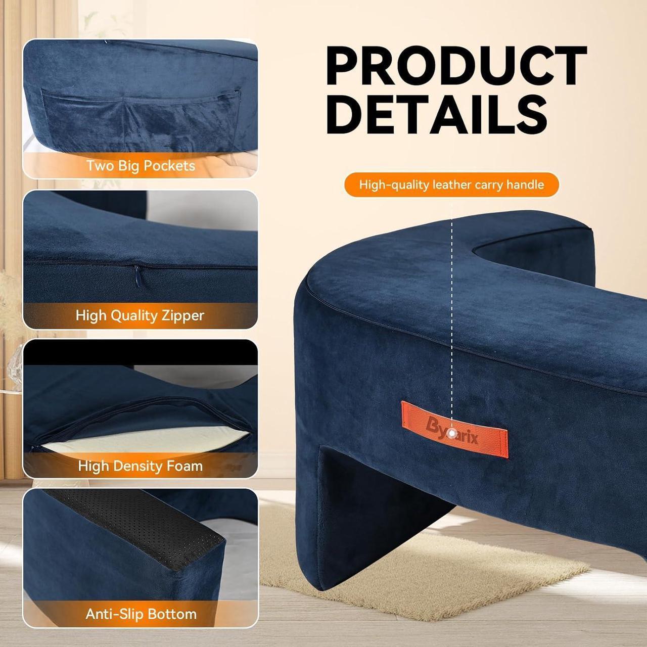 Alt view image 3 of 7 - Reading Pillow for Gaming, Lap Desk Pillow for Laptop, Extra Large Arm Rest Pillow for Adult Working, Playing, Crocheting, Steam Deck Switch/Sitting in Bed Floor Couch Sofa Blue
