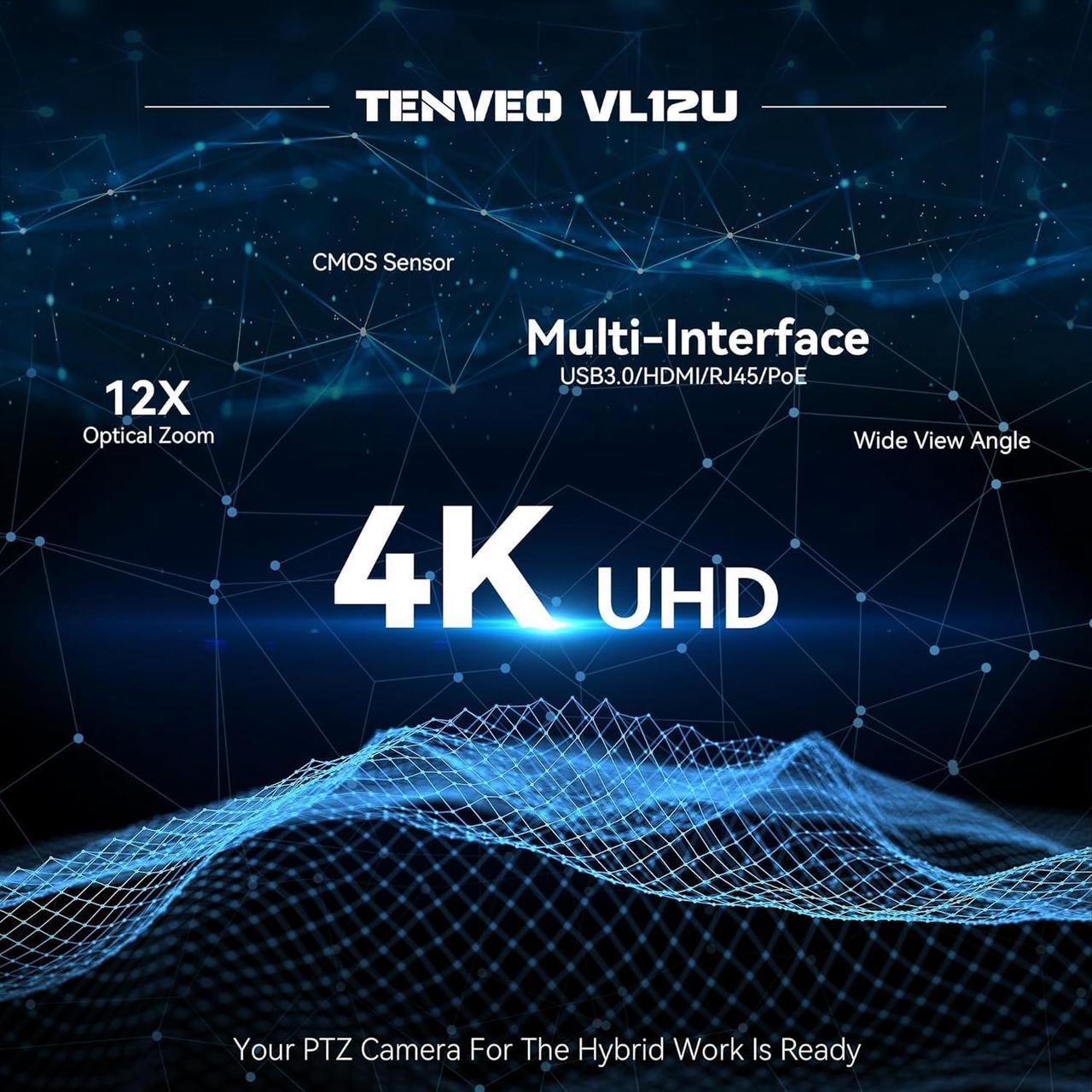 Alt view image 2 of 7 - VLoop 4K PTZ Camera with 12X Optical Zoom Wide View Angle USB3.0/HDMI/RJ45/PoE Works with Zoom Skype Teams UHD PTZ Camera for Video Conference and Church Streaming Red Dot Design Winner(VL12U)