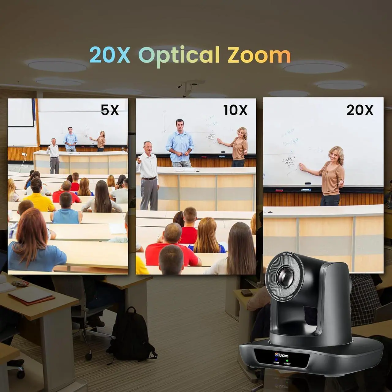 Alt view image 3 of 7 - 20X Optical Zoom Conference Room Camera USB3.0 HDMI PTZ Camera 1080P 60FPS Wide Angle for Video Conference Church Live Streaming Meeting Education Works with Zoom Skype Teams OBS YouTube