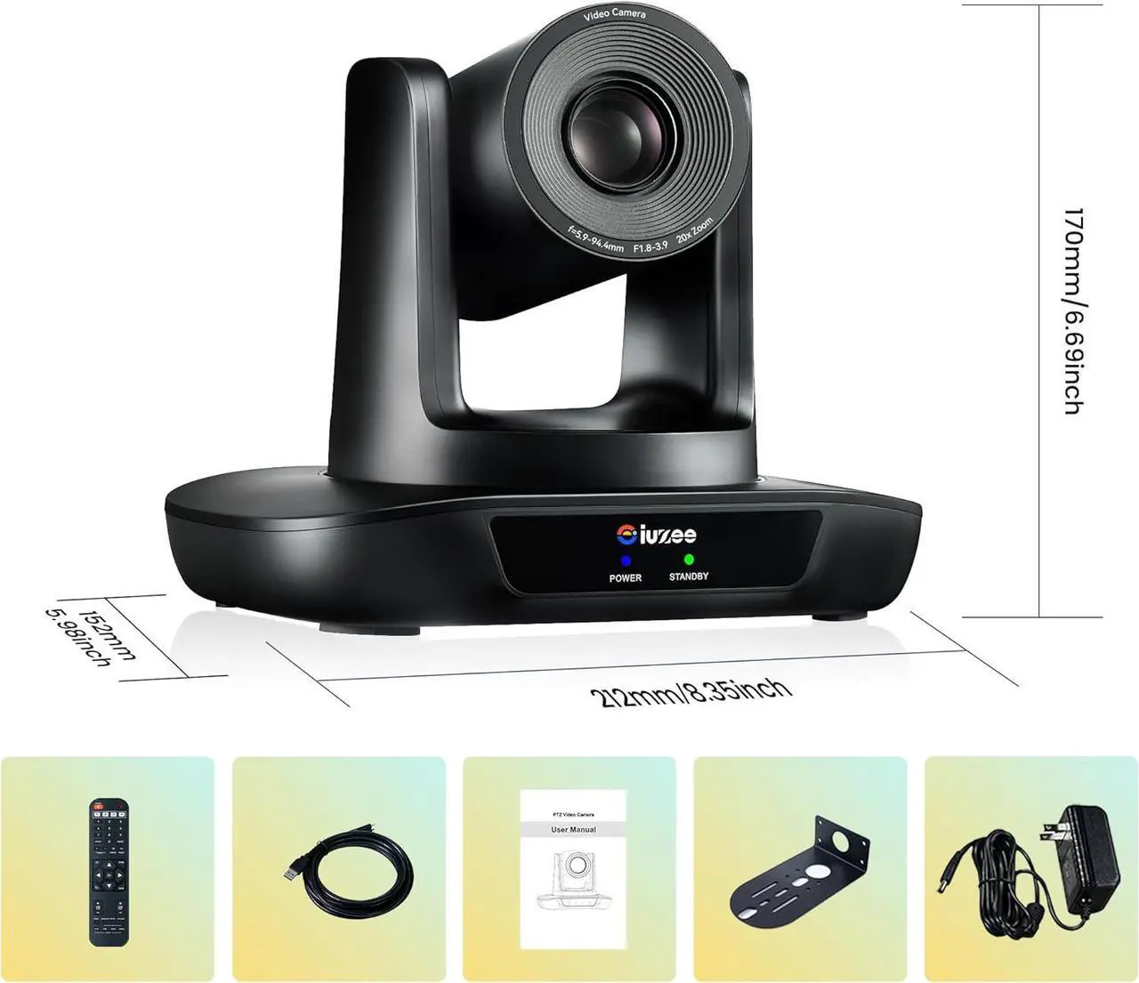 Alt view image 7 of 7 - 20X Optical Zoom Conference Room Camera USB3.0 HDMI PTZ Camera 1080P 60FPS Wide Angle for Video Conference Church Live Streaming Meeting Education Works with Zoom Skype Teams OBS YouTube