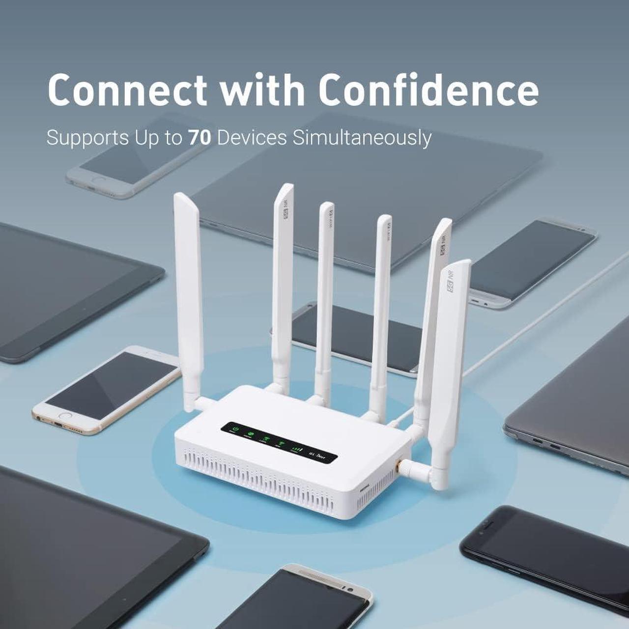 Alt view image 2 of 7 - GL.iNet GL-X3000 (Spitz AX) Cellular Gateway 5G Router for House & RV, Wi-Fi 6, Detachable Antennas, Dual-SIM, T-Mobile & AT&T IoT Device Certified, Family/Rural Area/Road Trips (Free 10GB SIM Card)