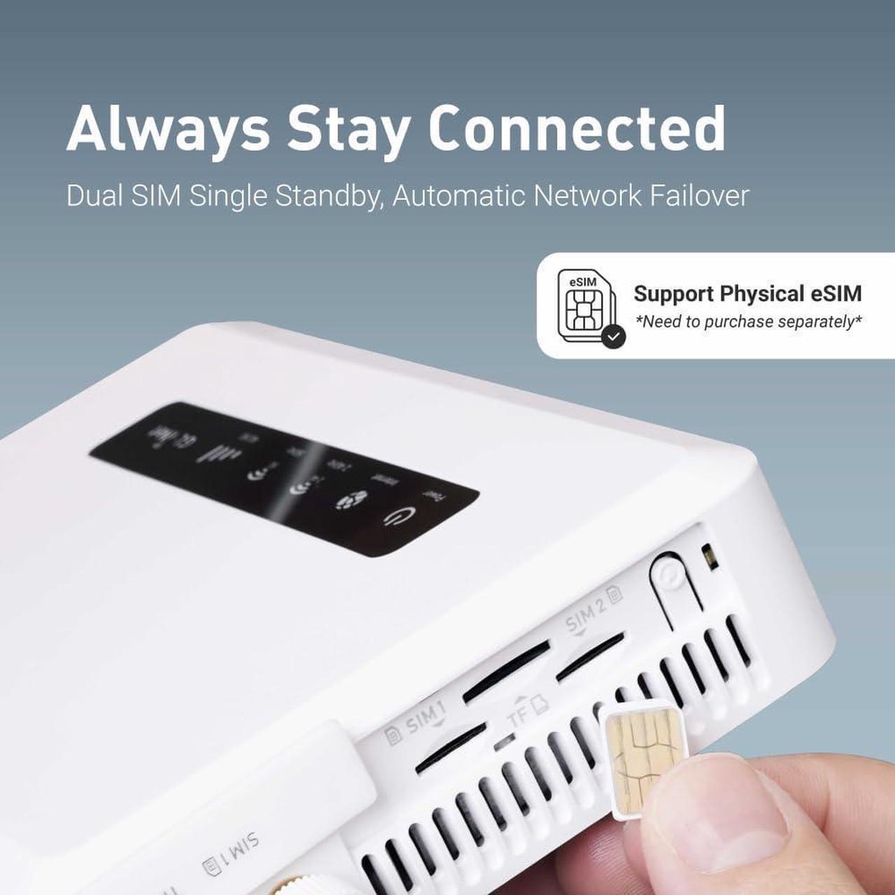 Alt view image 3 of 7 - GL.iNet GL-X3000 (Spitz AX) Cellular Gateway 5G Router for House & RV, Wi-Fi 6, Detachable Antennas, Dual-SIM, T-Mobile & AT&T IoT Device Certified, Family/Rural Area/Road Trips (Free 10GB SIM Card)