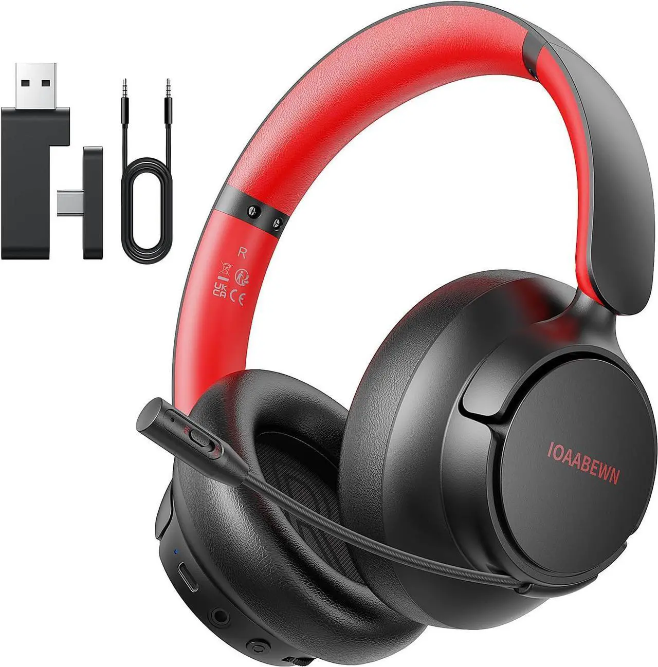 Main image of Wireless Gaming Headsets for PS5, PS4, 55Hr Battery 2.4Ghz /Bluetooth 5.3 Gaming Headphones with Microphone, Gamer Headset Wireless for PS5, Switch, PC, Black&Red