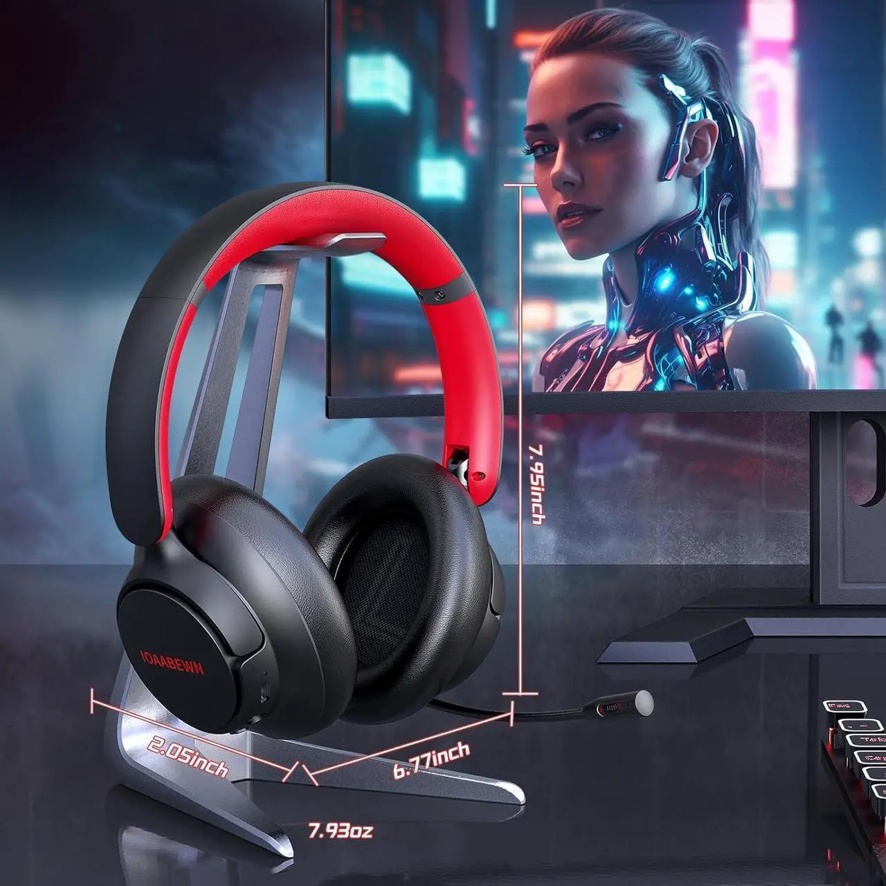 Alt view image 7 of 7 - Wireless Gaming Headsets for PS5, PS4, 55Hr Battery 2.4Ghz /Bluetooth 5.3 Gaming Headphones with Microphone, Gamer Headset Wireless for PS5, Switch, PC, Black&Red