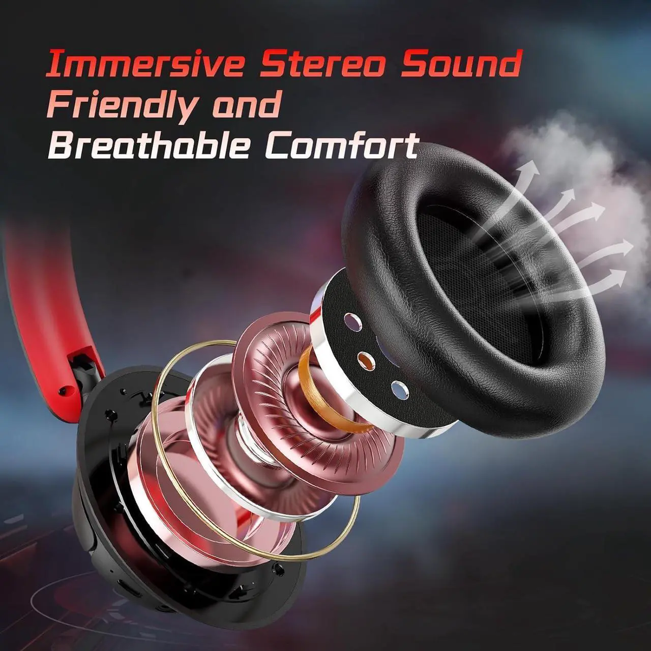 Alt view image 6 of 7 - Wireless Gaming Headsets for PS5, PS4, 55Hr Battery 2.4Ghz /Bluetooth 5.3 Gaming Headphones with Microphone, Gamer Headset Wireless for PS5, Switch, PC, Black&Red