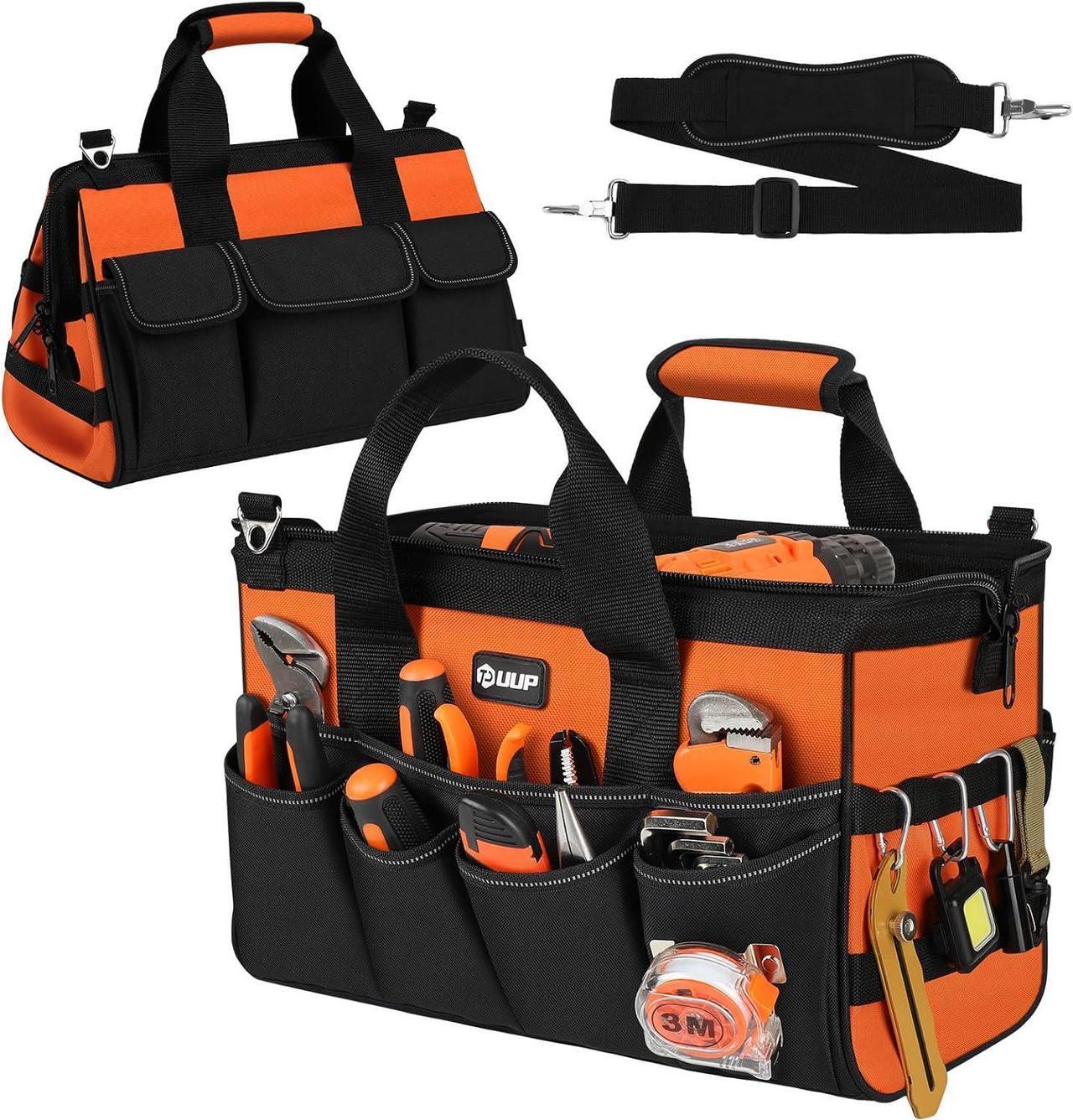 Main image of Heavy Duty Tool Bag 15-Inch, 16-Pocket Portable Soft Tool Box Organizer Storage, Handle Tactical Carry Tote Empty Toolbox with Large Zipper, Father Day Dad Men Gift for Mechanic Engineer, Orange