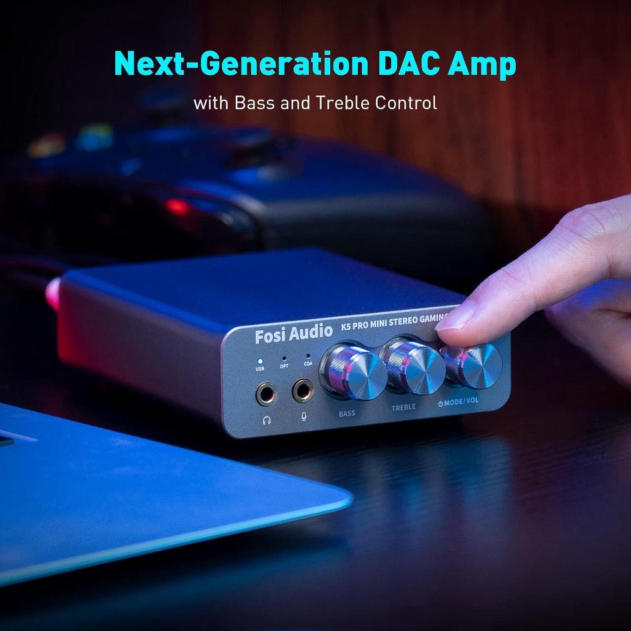 Alt view image 6 of 7 - K5 Pro Gaming DAC Headphone Amplifier Mini Hi-Fi Stereo Digital-to-Analog Audio Converter USB Type C/Optical/Coaxial to RCA/3.5MM AUX for PS5/PC/MAC/Computer