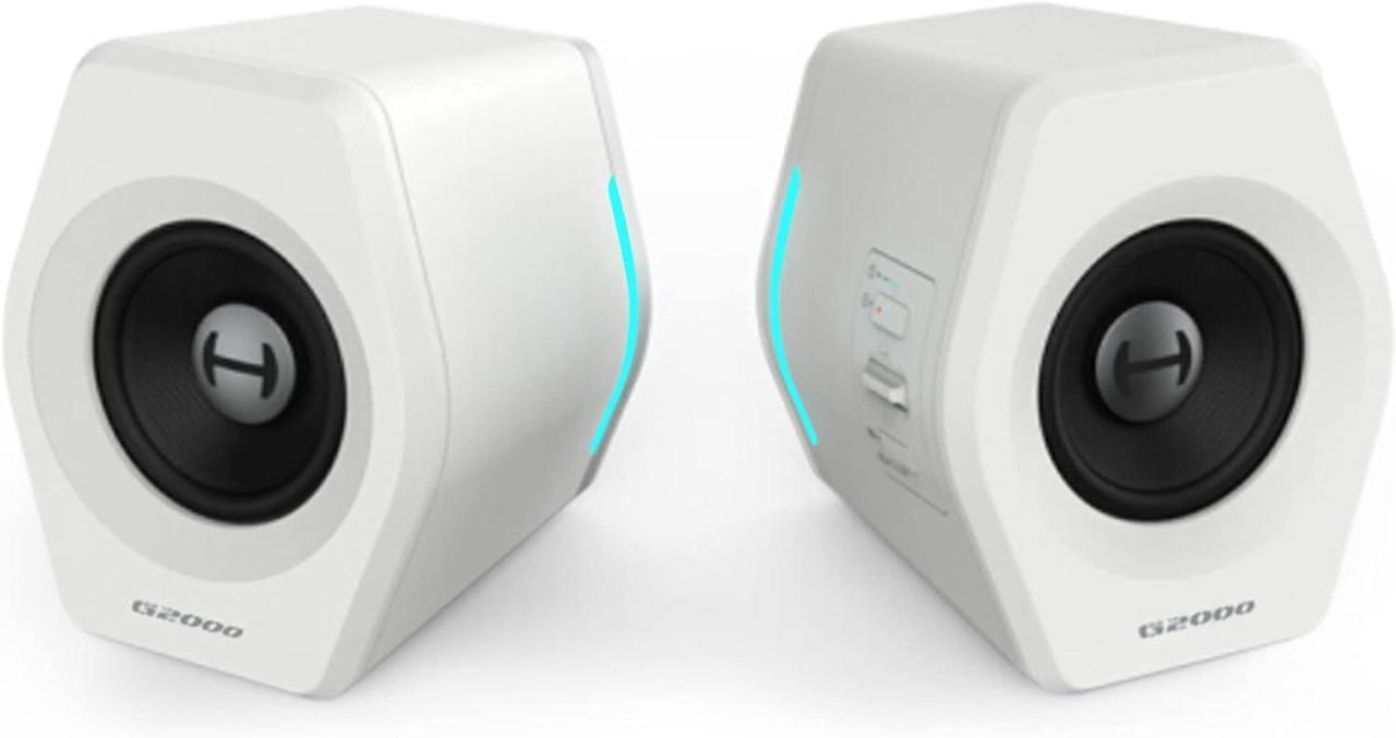 Main image of 32W PC Computer Speakers for Gaming Desktop PC Laptop Mac Computer Woofer Speakers Bluetooth USB 3.5mm AUX Inputs RGB Lights Multimedia Speakers White