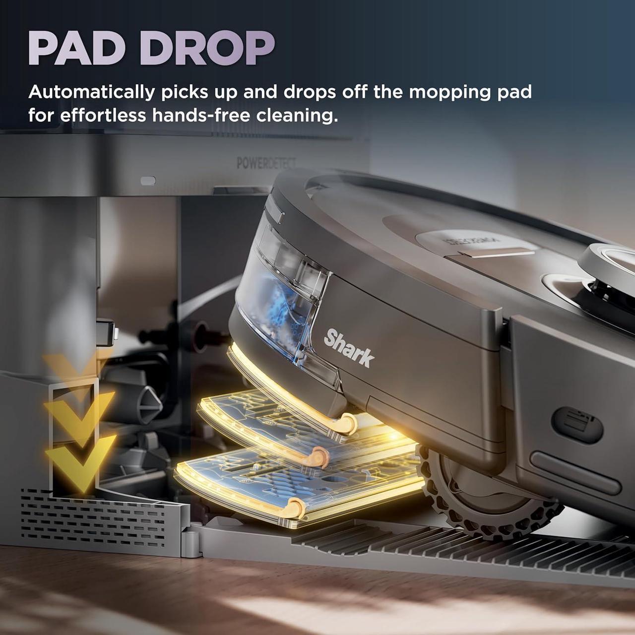 Alt view image 7 of 7 - Shark Robot Vacuum & Mop Combo, PowerDetect NeverTouch, Self-Emptying & Self-Refilling, 60-Day Debris Capacity, 30-Day Refill Tank, Pad Dry, 5 Intelligent PowerDetect Cleaning Technologies