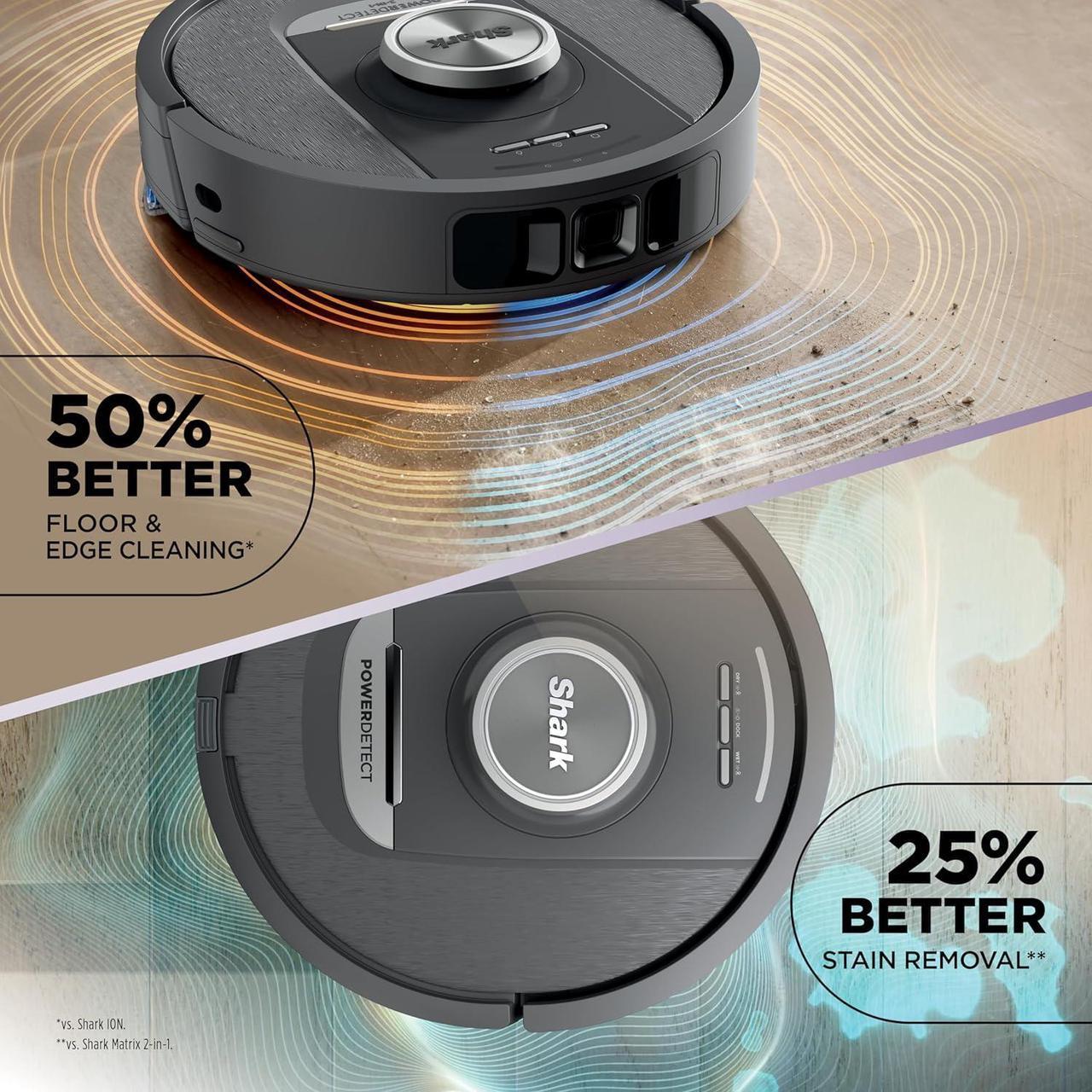 Alt view image 4 of 7 - Shark Robot Vacuum & Mop Combo, PowerDetect NeverTouch, Self-Emptying & Self-Refilling, 60-Day Debris Capacity, 30-Day Refill Tank, Pad Dry, 5 Intelligent PowerDetect Cleaning Technologies