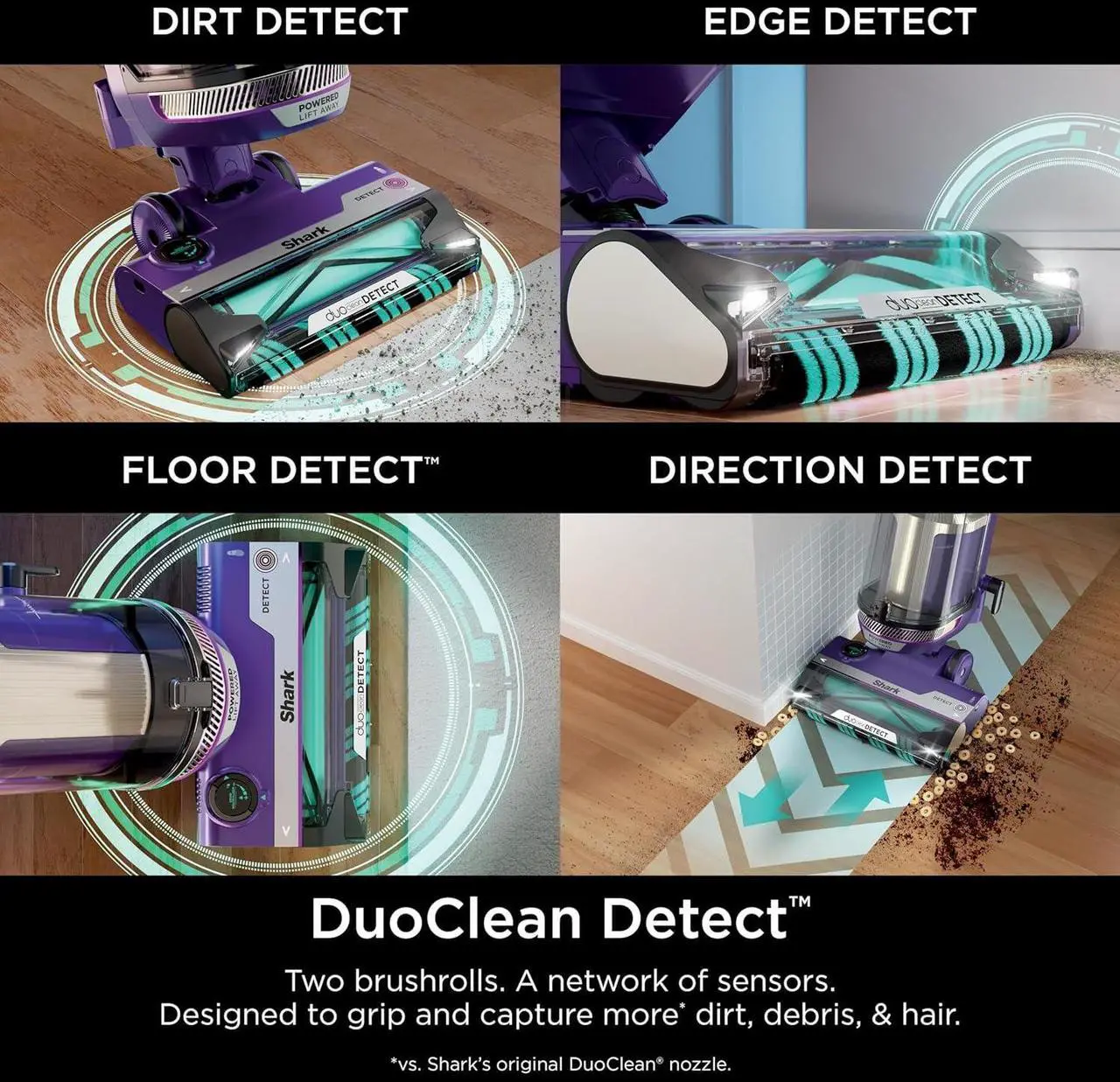 Alt view image 2 of 7 - Shark POWERDETECT Upright Vacuum Cleaner with HEPA Filter, Heavy Duty Vacuum with Powerful Suction for Pet Hair Pickup, DuoClean Technology, Powered Lift-Away, Ideal for Carpets & Hardfloors