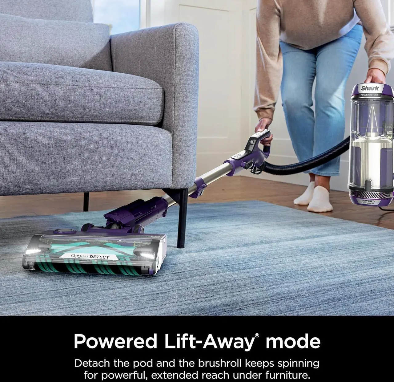 Alt view image 4 of 7 - Shark POWERDETECT Upright Vacuum Cleaner with HEPA Filter, Heavy Duty Vacuum with Powerful Suction for Pet Hair Pickup, DuoClean Technology, Powered Lift-Away, Ideal for Carpets & Hardfloors