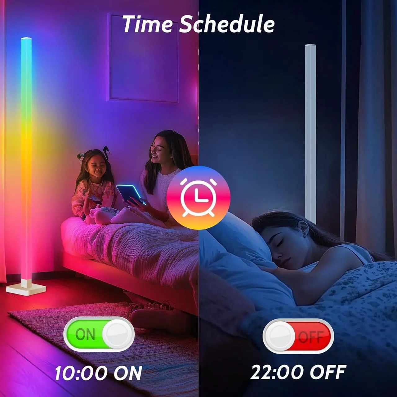 Alt view image 5 of 7 - ICRGB Corner Floor Lamp, DIY Floor Lamp with Music Sync and 16 Million Colors, Color Changing Standing Floor LED Lights for Bedroom Living Room Decor, Ambient Mood Lighting Gaming Accessories