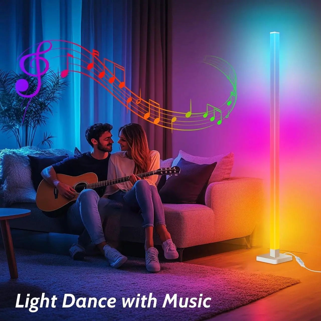 Alt view image 4 of 7 - ICRGB Corner Floor Lamp, DIY Floor Lamp with Music Sync and 16 Million Colors, Color Changing Standing Floor LED Lights for Bedroom Living Room Decor, Ambient Mood Lighting Gaming Accessories