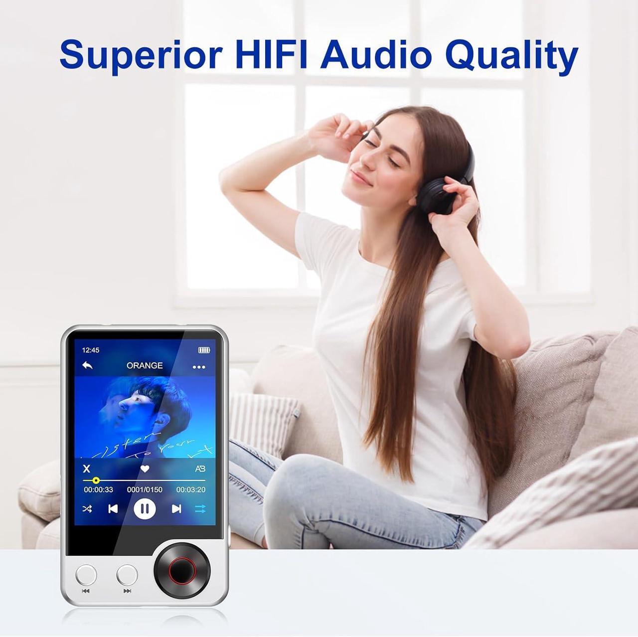 Alt view image 7 of 7 - 128GB MP3 Player with Boosted Bluetooth 5.3, Music Player Features HD Speaker, 2.4" Touchscreen, Expandable SD Card Slot, Dual Headphone Ports, Supports FM Radio, Voice Recorder, E-Book, and More