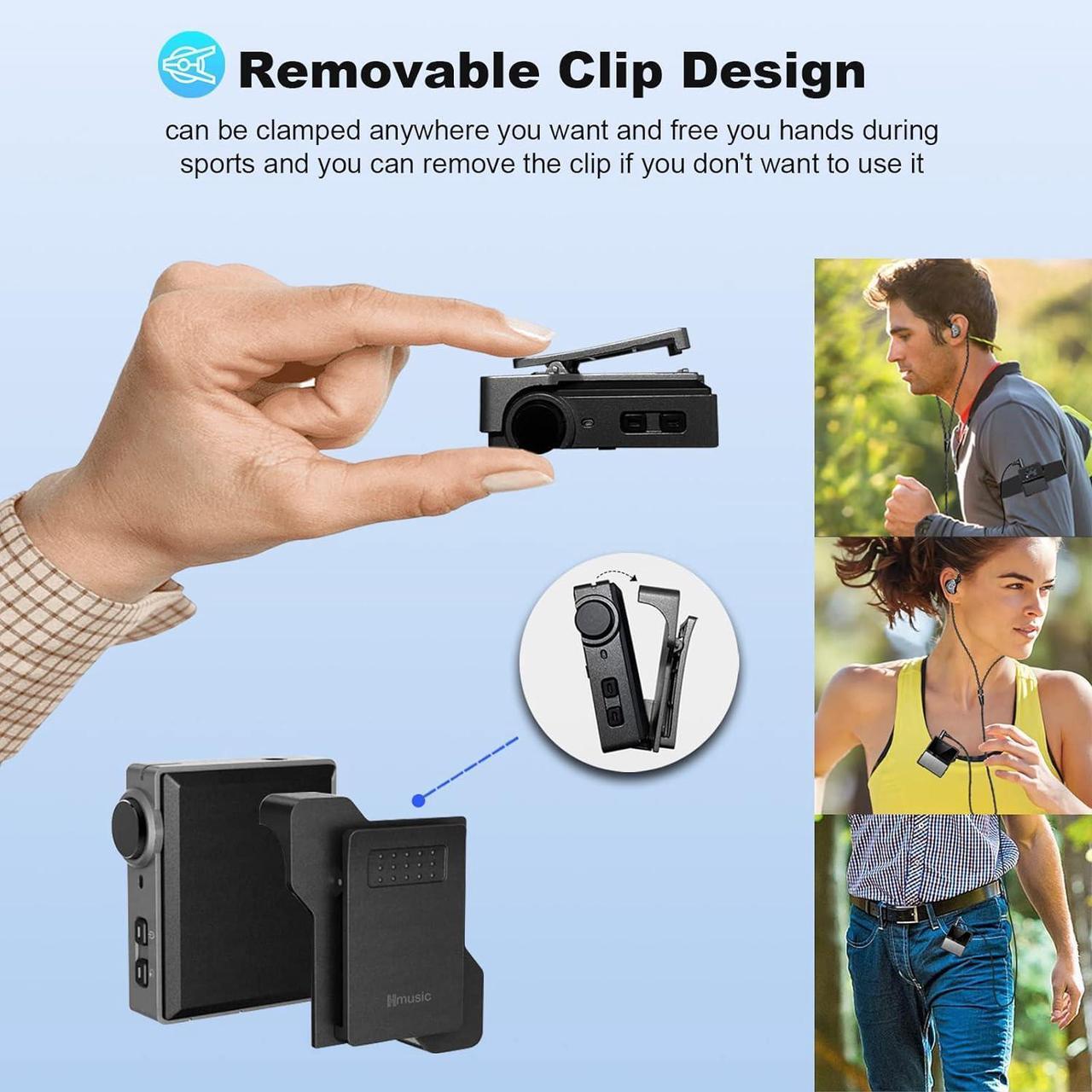 Alt view image 3 of 7 - P68 HiFi MP3 Player with Clip, Lossless DSD High Resolution Music Player Bluetooth, Portable Hi-Res Audio Player with 16GB Memory Card, Support up to 128GB HiFi Music Player for Sport, Running