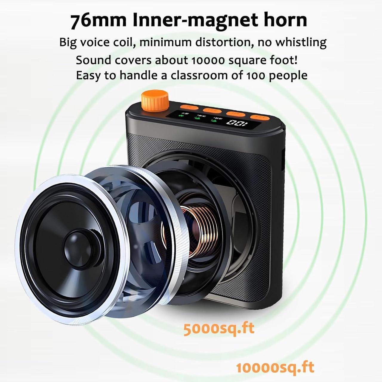 Alt view image 5 of 7 - Voice Amplifier with Magnetic Wireless Lavalier Microphone: Portable Voice Amplifier for Teachers with 2 Mic, Rechargeable Bluetooth Speaker System for Classroom, Yoga, Meetings, Speeches