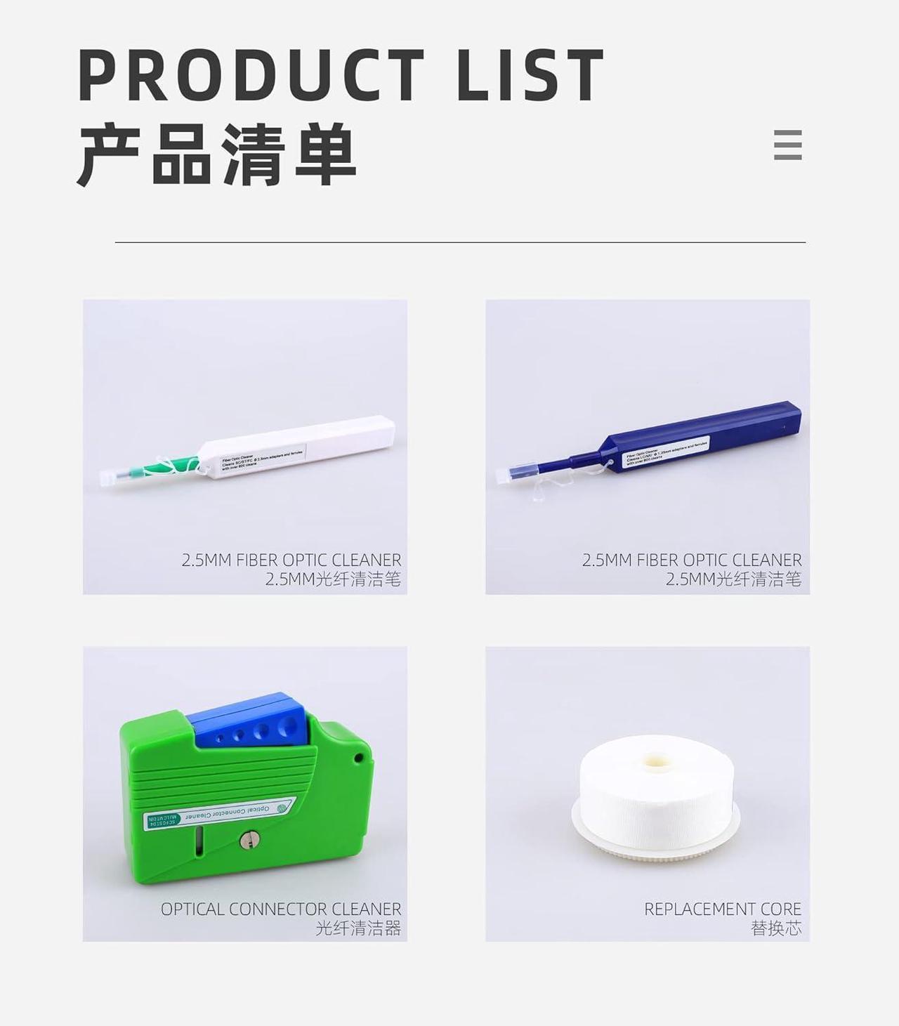 Alt view image 3 of 7 - FTTH Optical Fiber Cable Cleaner Pen Tool Kit 2.5mm LC MU 1.25mm SC FC ST LC Connector Joiner Fiber Optic Cleaning Box Tool 500+ Cleans
