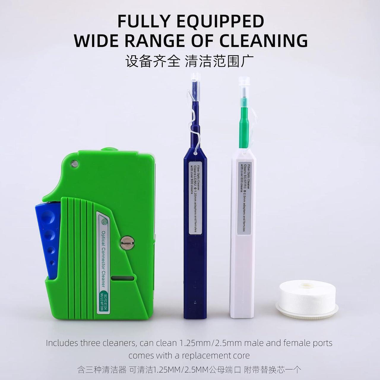 Alt view image 4 of 7 - FTTH Optical Fiber Cable Cleaner Pen Tool Kit 2.5mm LC MU 1.25mm SC FC ST LC Connector Joiner Fiber Optic Cleaning Box Tool 500+ Cleans