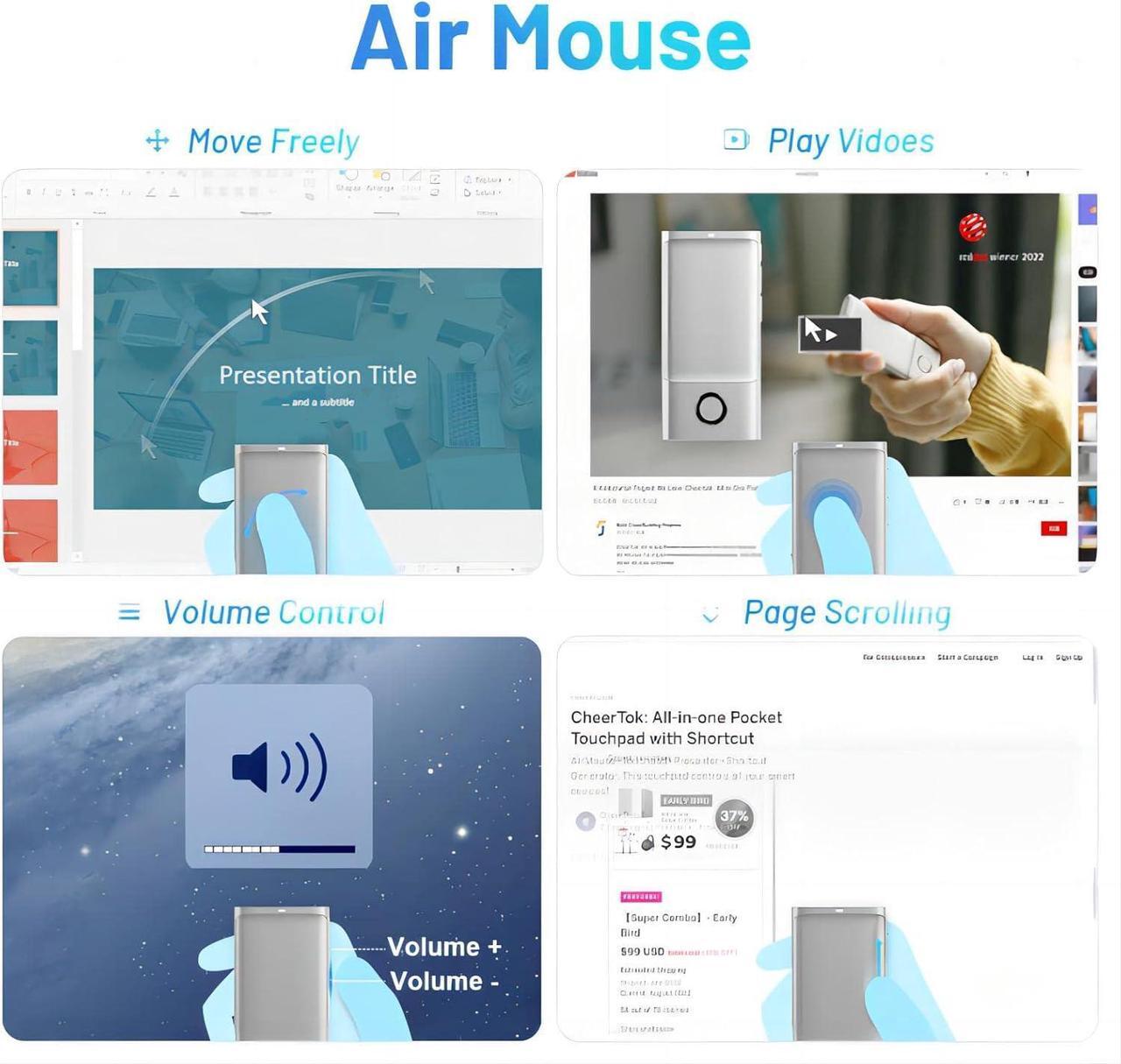 Alt view image 6 of 6 - Bluetooth Presentation Clicker Wireless Presenter, Air Mouse with Red Light Presentation Remote for MacOS (2013 or Later), Win 8/10/11 (with BLE)/, iPadOS 13 or Above, Android 5 or Above