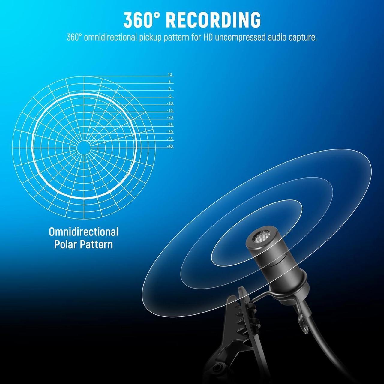 Alt view image 2 of 7 - Mini USB C Lavalier Microphone 2 Pack Compatible with iPhone 16 15 Pro Max Android Phone Tablet PC, Clip On Omnidirectional Condenser Lapel Mic with 2m/6.6ft Cable