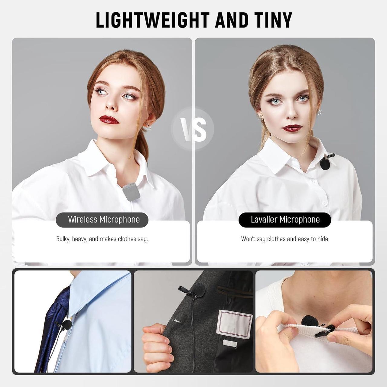 Alt view image 7 of 7 - Mini USB C Lavalier Microphone 2 Pack Compatible with iPhone 16 15 Pro Max Android Phone Tablet PC, Clip On Omnidirectional Condenser Lapel Mic with 2m/6.6ft Cable