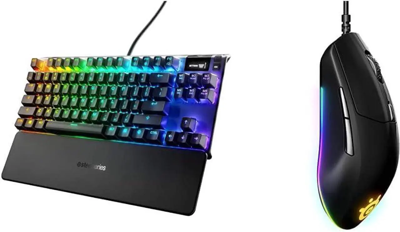 Main image of SteelSeries Apex 7 TKL Compact Mechanical Gaming Keyboard  OLED Smart Display  USB Passthrough and Media Controls  Linear and Quiet  RGB Backlit (Red Switch) with Rival 3 Gaming Mouse