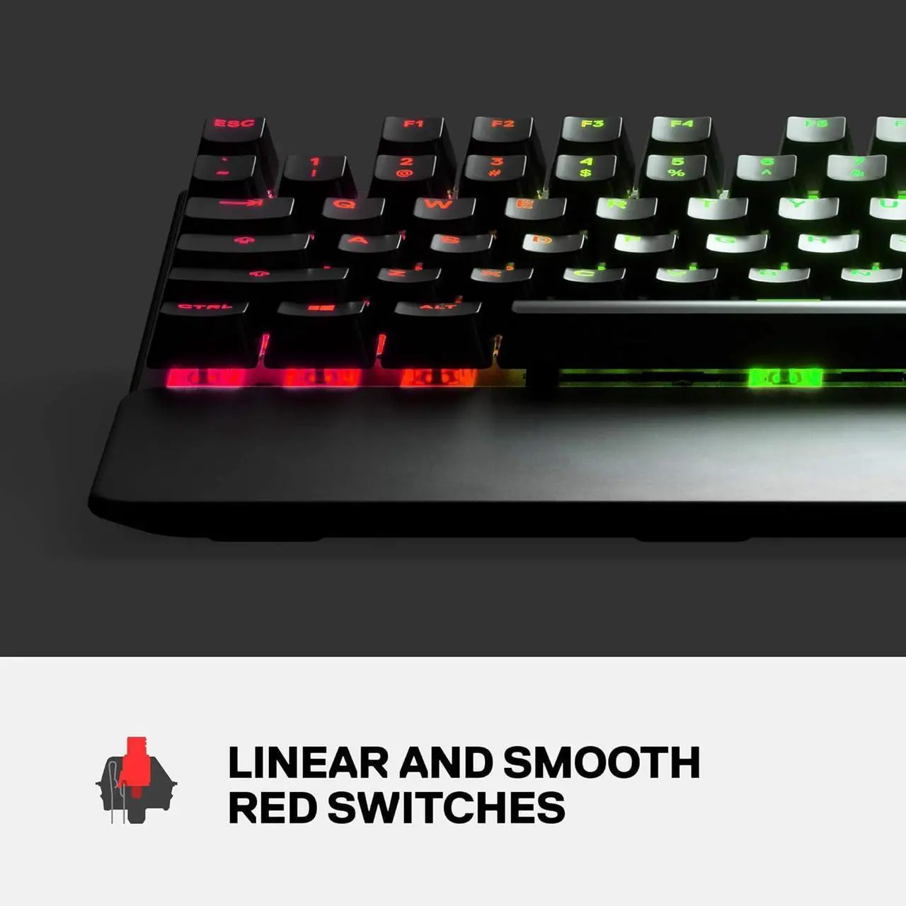 Alt view image 4 of 7 - SteelSeries Apex 7 TKL Compact Mechanical Gaming Keyboard  OLED Smart Display  USB Passthrough and Media Controls  Linear and Quiet  RGB Backlit (Red Switch) with Rival 3 Gaming Mouse