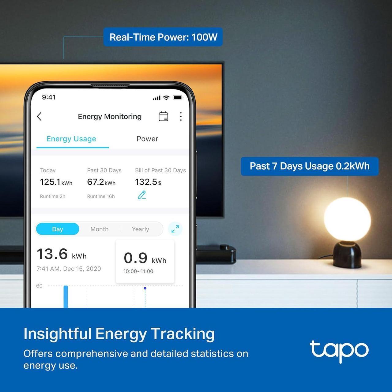 Alt view image 4 of 7 - TP-Link Tapo Smart Plug Mini, Matter Compatible, Compatible with Alexa, Google Home & Samsung SmartThings, Energy Monitoring, 15A, UL Certified, 2.4G Wi-Fi Only, Tapo P110M(4-Pack)
