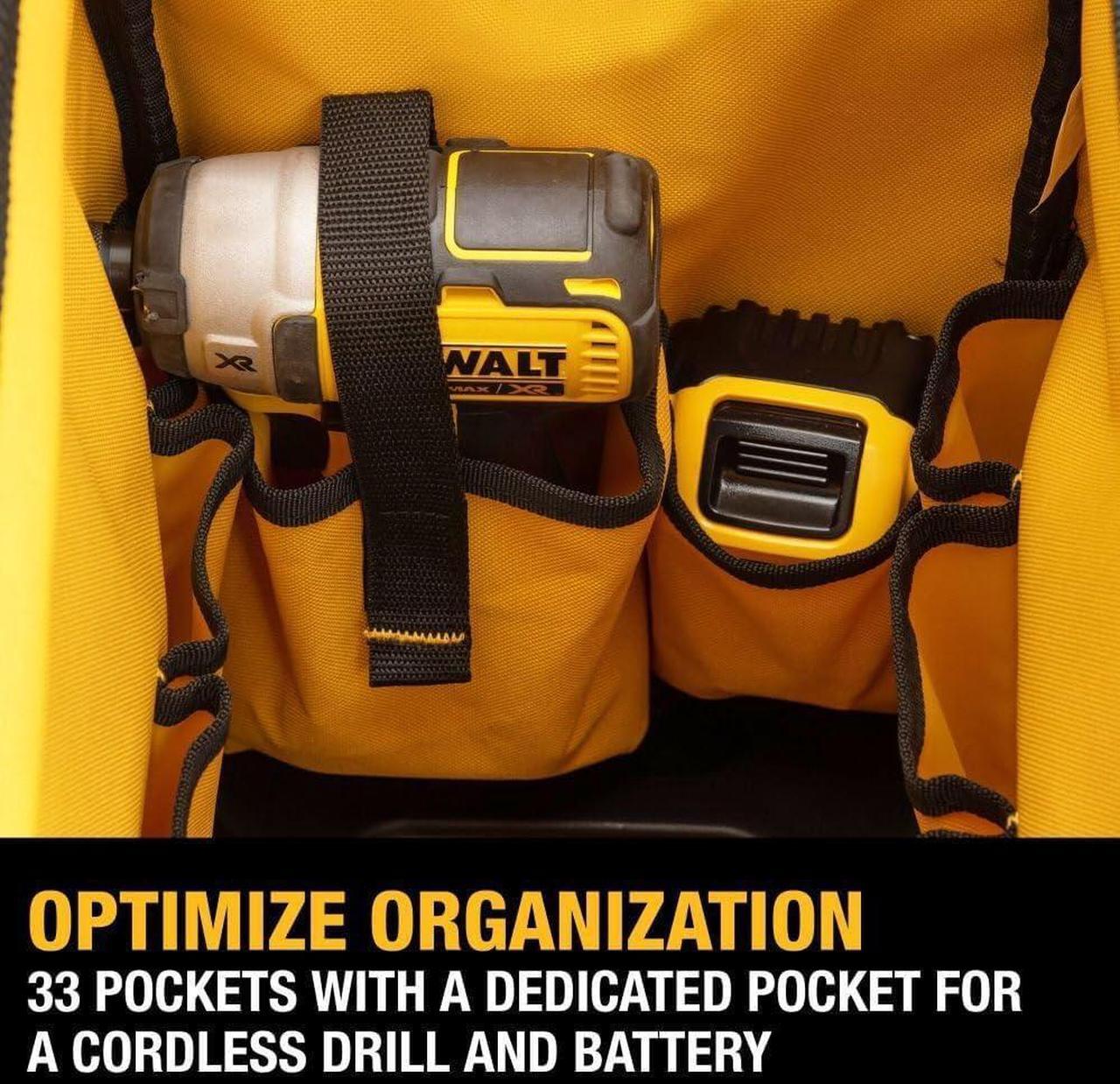 Alt view image 3 of 5 - DEWALT Tool Bag, Water Resistant, Hard Bottom, 20-inch, Professional Tool Tote with Organization