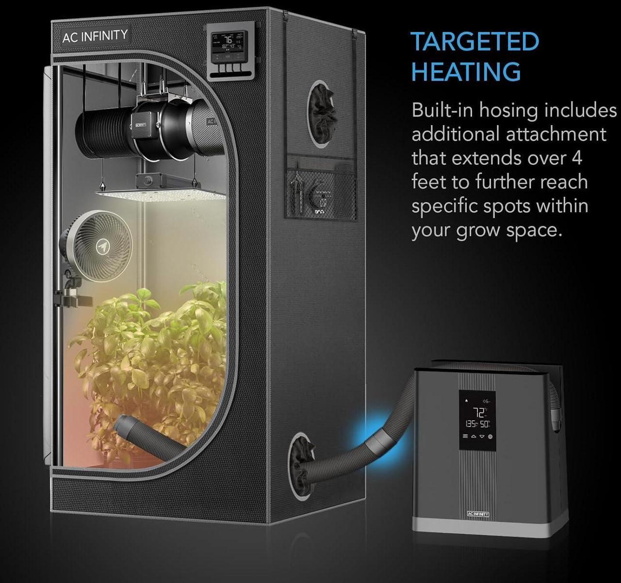 Alt view image 5 of 7 - AC Infinity THERMOFORGE T3, Environmental Grow Tent Heater with VPD Temperature Controller, 10-Level PTC Heating and Included Extension Hose for Tents, Rooms, Greenhouses