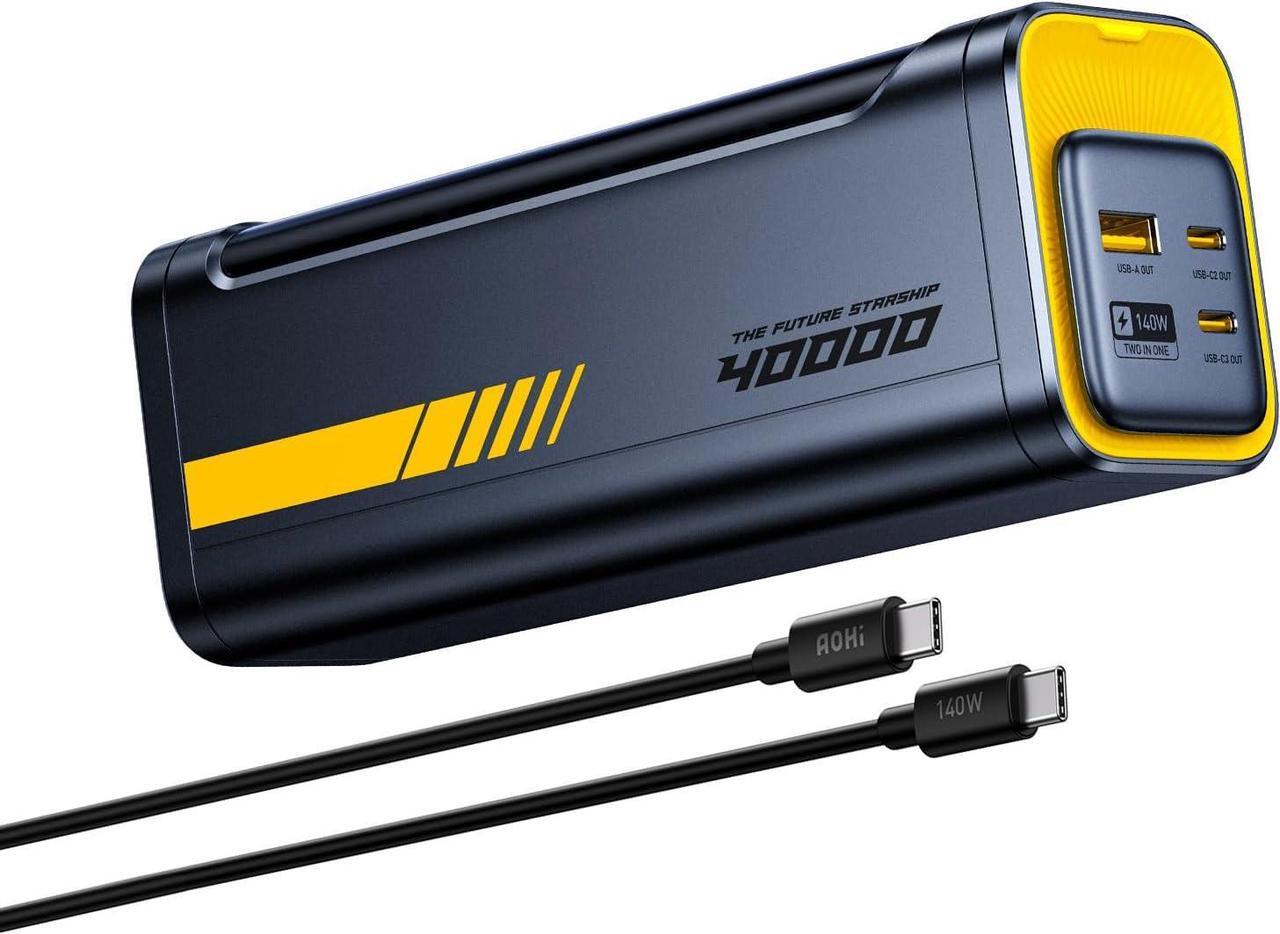 Main image of 140W PD3.1 Laptop Power Bank 40000mAh Fast Charging Station, The Future Starship 2 in 1 Camping Large Portable Charger for MacBook Pro/Air, iPad Pro, iPhone 16 Pro Max,Galaxy,Steam Deck, Grey