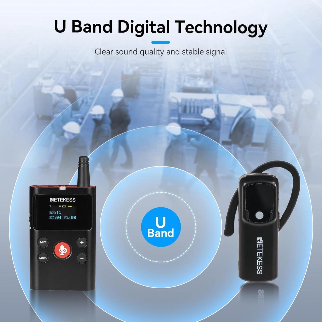 Alt view image 3 of 7 - Two-Way Wireless Tour Guide System,Two-Way Communication Device, 280m, Noise Reduction,Factory Tour Guide Headset with Two-Way Microphone