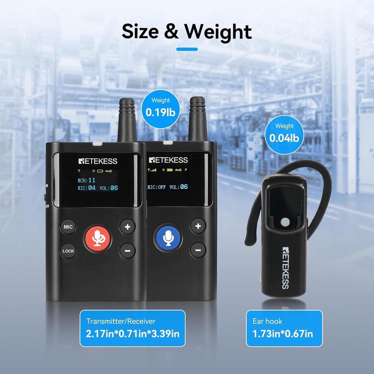 Alt view image 7 of 7 - Two-Way Wireless Tour Guide System,Two-Way Communication Device, 280m, Noise Reduction,Factory Tour Guide Headset with Two-Way Microphone