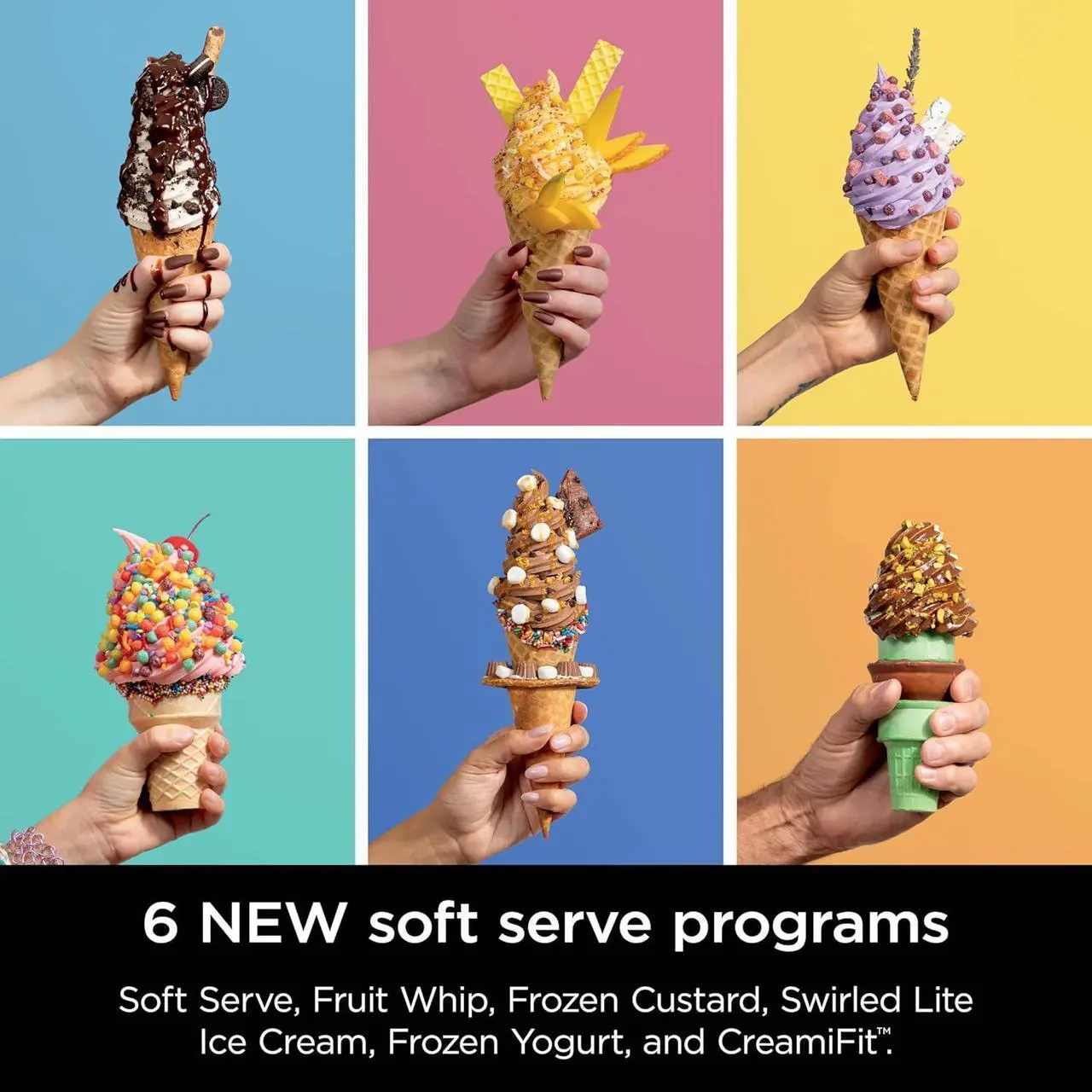 Alt view image 4 of 7 - Ninja Swirl by CREAMi Ice Cream and Soft Serve Maker, Sorbet, Milkshake, Frozen Yogurt, Low Calories Program & More, 13-in-1, Soft Serve Handle, (2) CREAMi Swirl 16oz Pints, For Kids & ALL ages