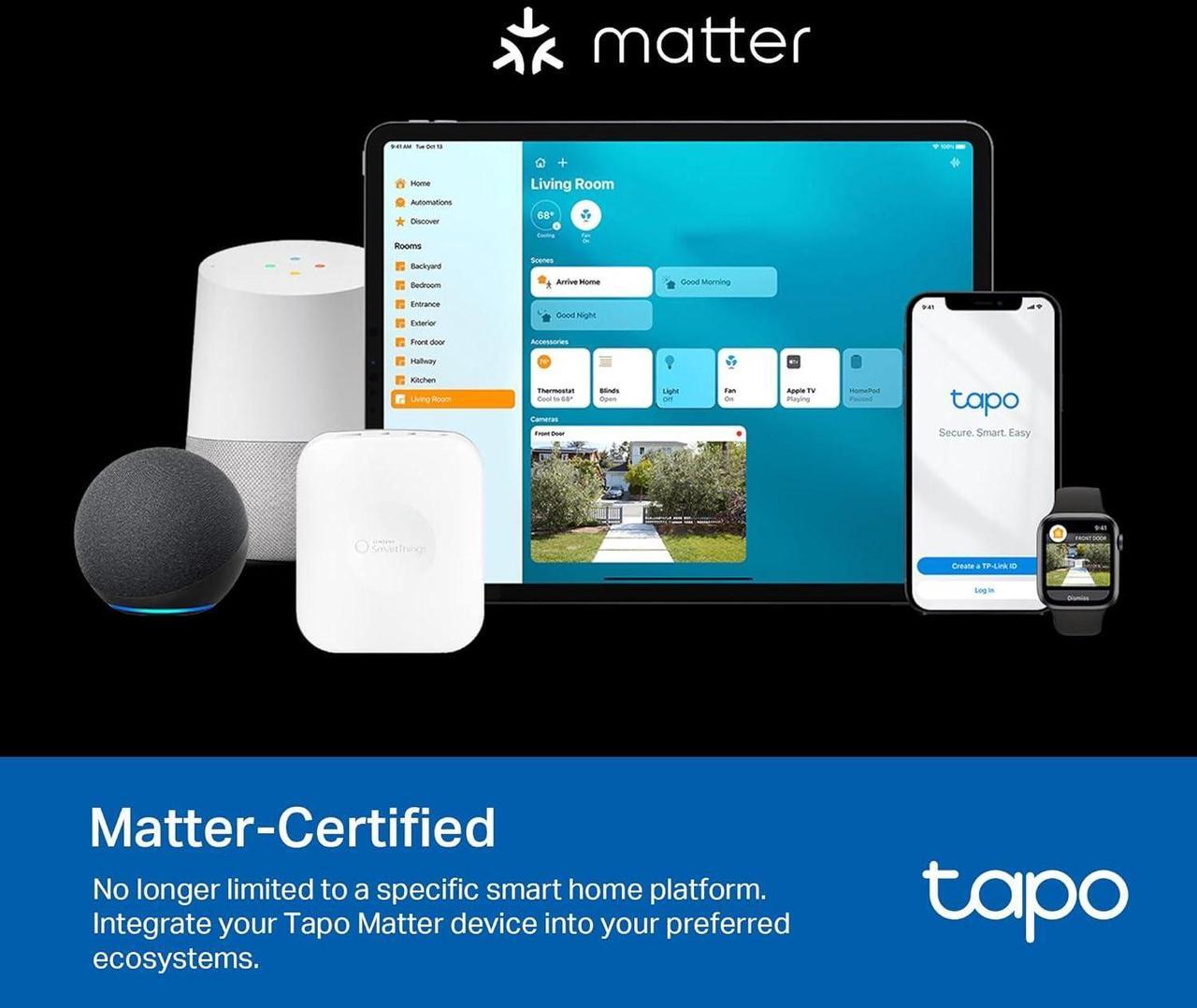 Alt view image 4 of 7 - TP-Link Tapo Matter Outdoor Smart Plug, 2 Individual outlets, IP65 Weather Resistance, Works with Apple Home, Alexa, Google Home, Long Wi-Fi Range, 2.4G Wi-Fi Only, ETL Certified
