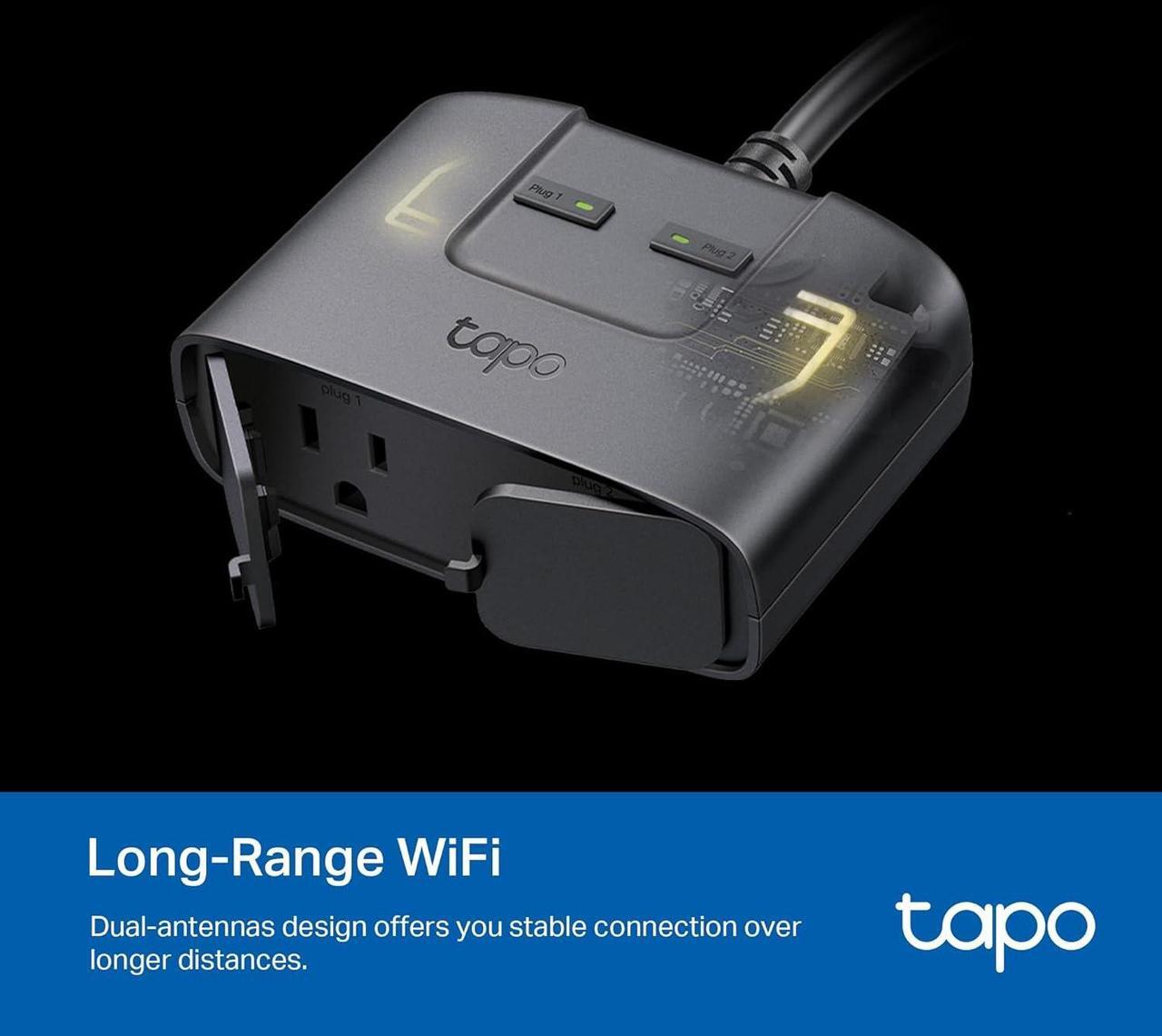 Alt view image 6 of 7 - TP-Link Tapo Matter Outdoor Smart Plug, 2 Individual outlets, IP65 Weather Resistance, Works with Apple Home, Alexa, Google Home, Long Wi-Fi Range, 2.4G Wi-Fi Only, ETL Certified
