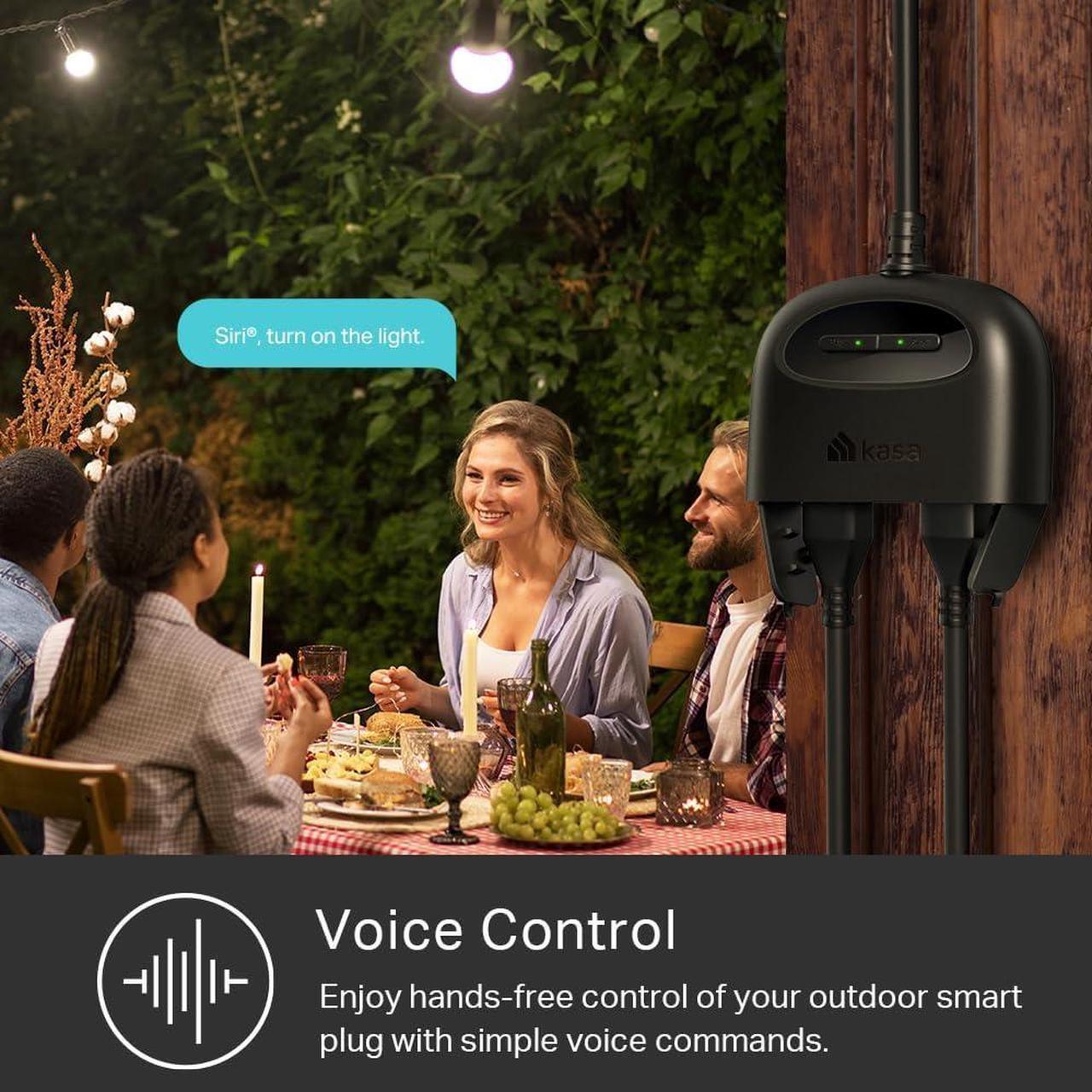 Alt view image 3 of 7 - Kasa Matter Smart Outdoor Plug, Dual Outlet, IP64 Weather Resistance, Works with Apple HomeKit, Amazon Alexa, Google Home, SmartThings, 15A/1800W Max, ETL Certified, 2.4G Wi-Fi Only