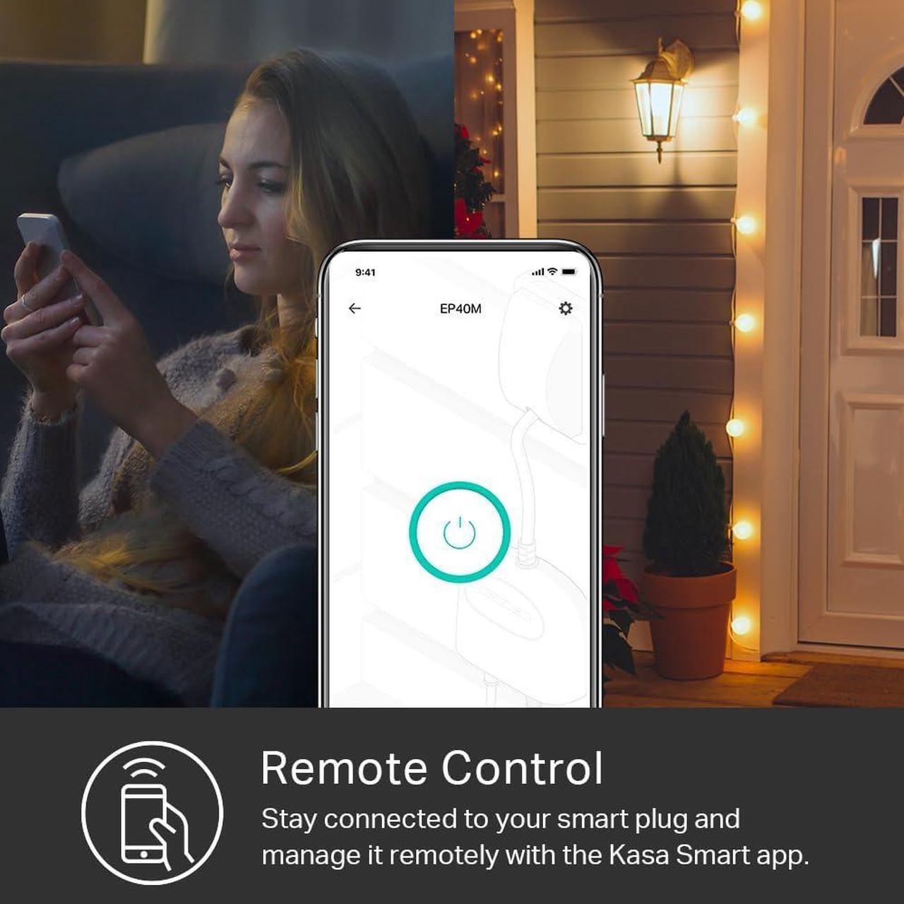 Alt view image 7 of 7 - Kasa Matter Smart Outdoor Plug, Dual Outlet, IP64 Weather Resistance, Works with Apple HomeKit, Amazon Alexa, Google Home, SmartThings, 15A/1800W Max, ETL Certified, 2.4G Wi-Fi Only
