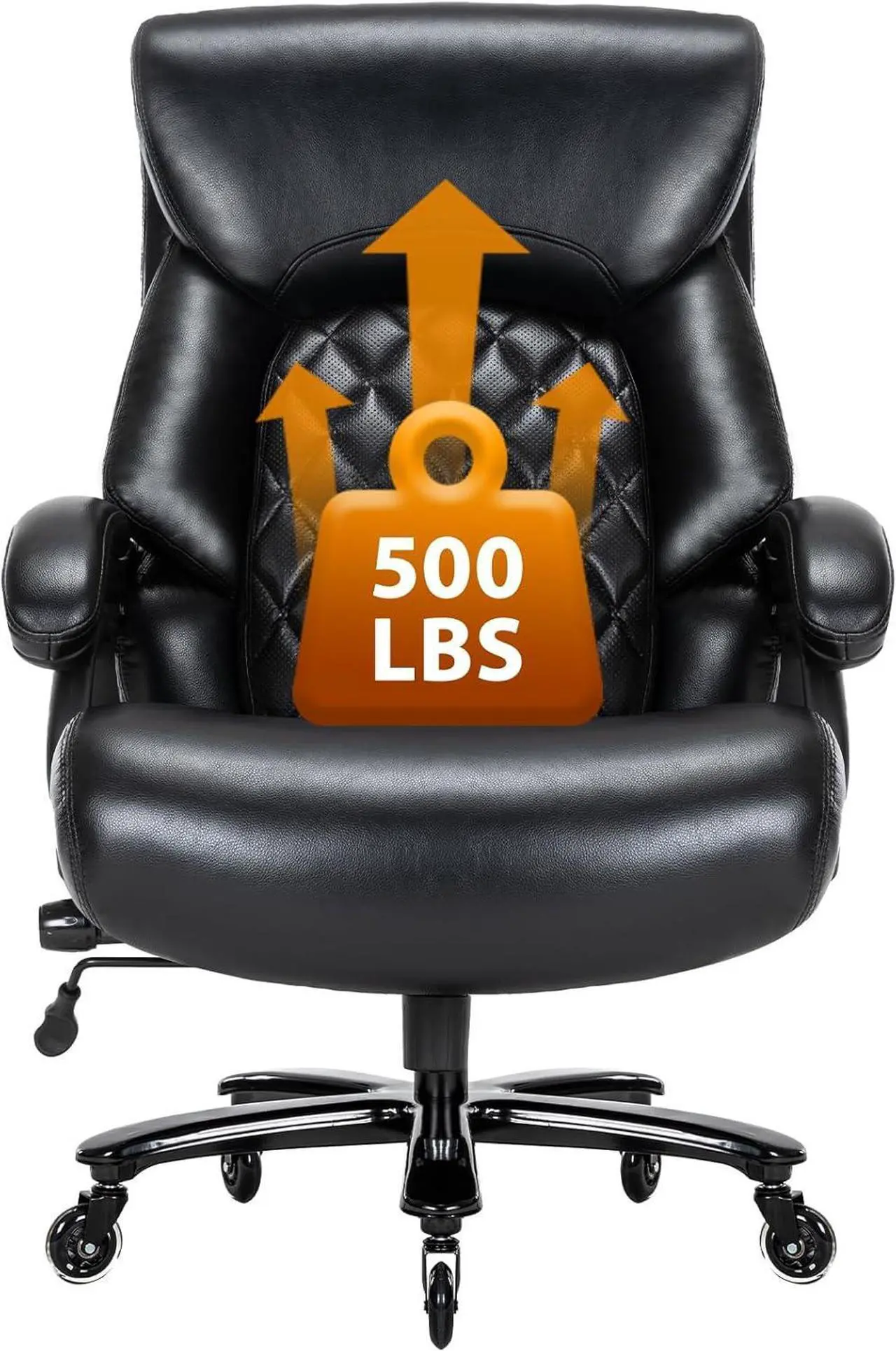 Main image of Big and Tall Office Chair for Heavy People, 500LBS High Back Extra Wide Heavy Duty Executive Office Chair Comfortable for Home Office, Large Computer Desk Chair with Adjustable Lumbar Support Black