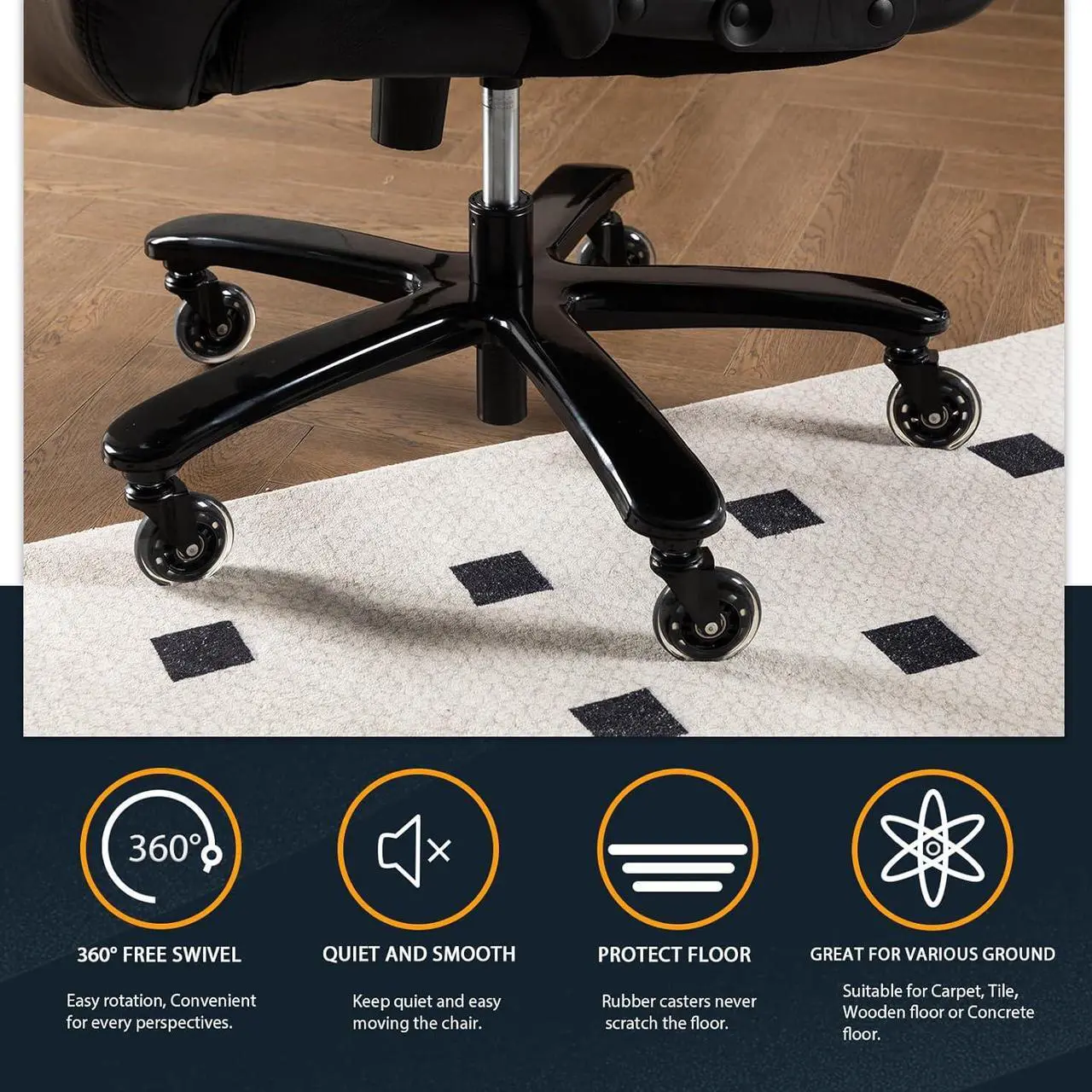Alt view image 2 of 7 - Big and Tall Office Chair for Heavy People, 500LBS High Back Extra Wide Heavy Duty Executive Office Chair Comfortable for Home Office, Large Computer Desk Chair with Adjustable Lumbar Support Black